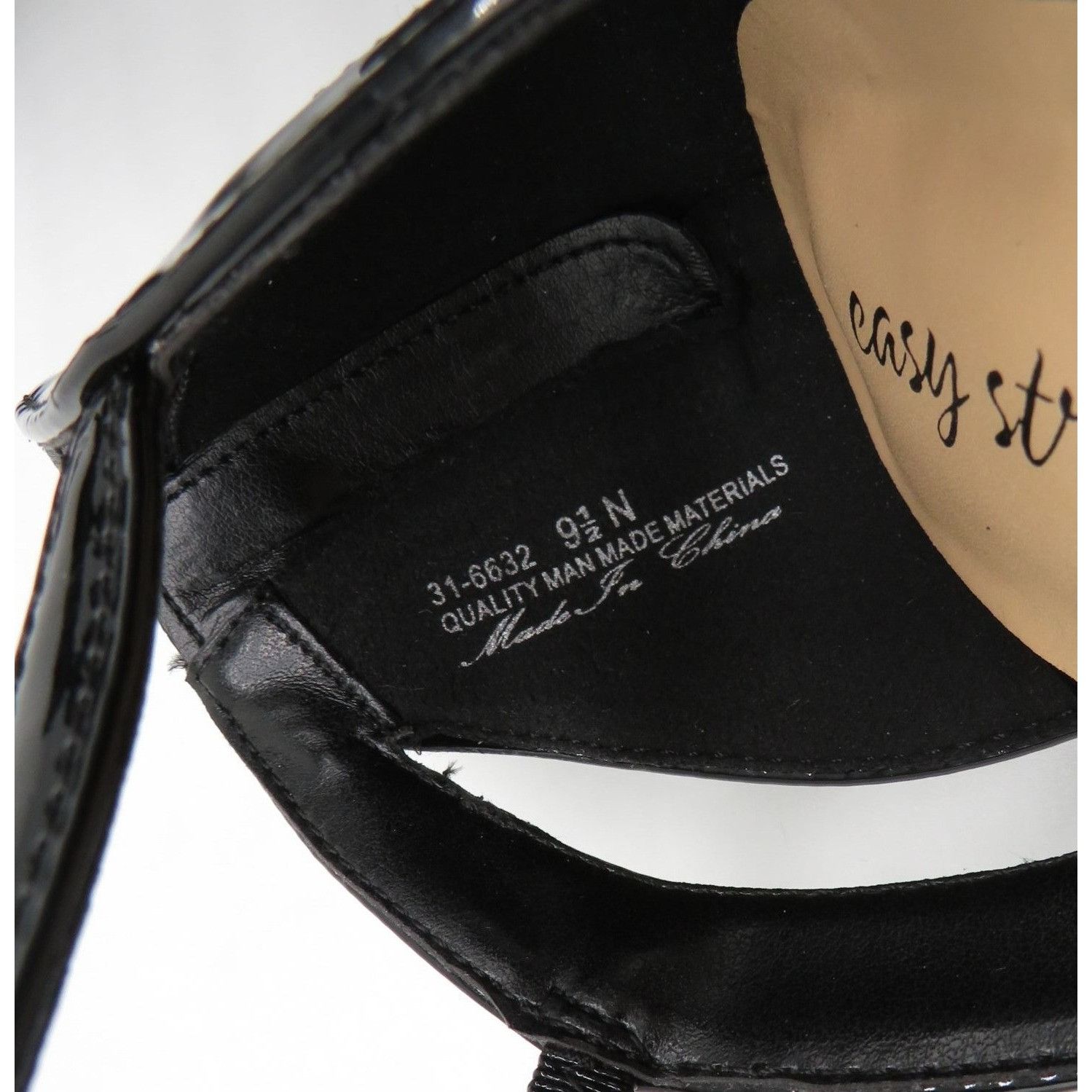 Other Easy Street Black Patent Leather Open Toe Heels Back Zipper Size US 9.5 / IT 39.5 - 6 Thumbnail