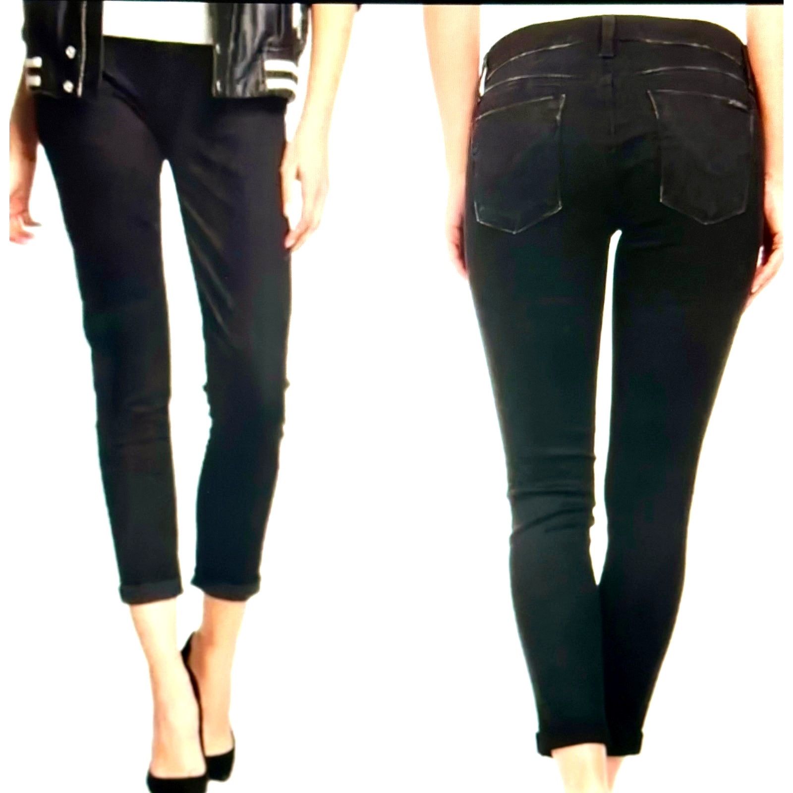 Hudson Hudson Harkin Super Skinny Crop Jean Cuff Black Knight 29 Size 29" - 6 Thumbnail