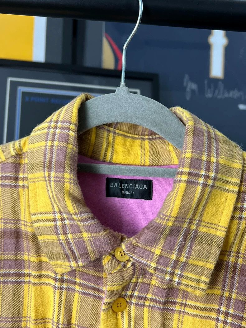 Balenciaga Balenciaga Yellow pink plaid shirt coat Size US L / EU 52-54 / 3 - 3 Thumbnail