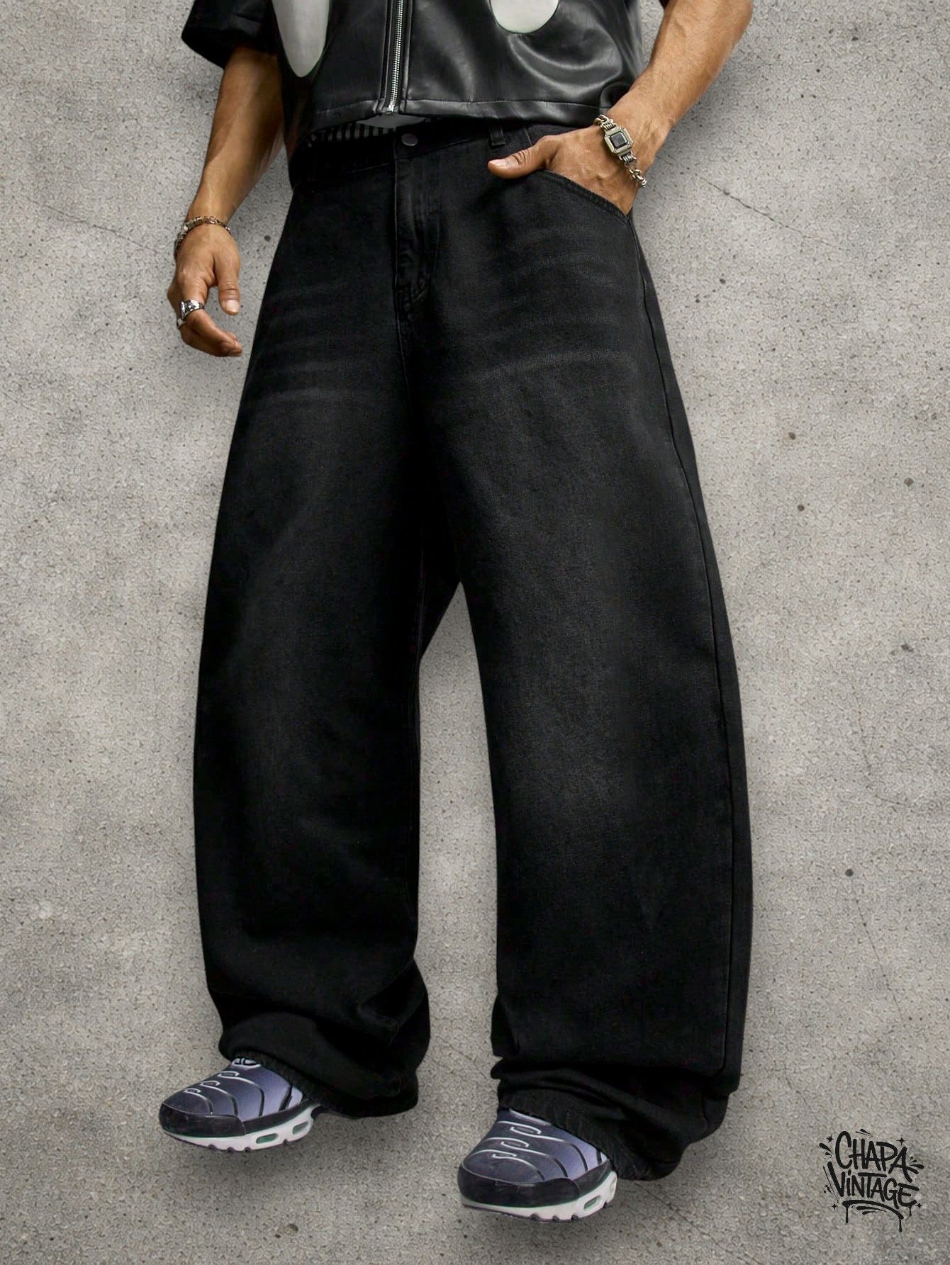 Japanese Brand Baggy Washed dark gray jeans Size US 32 / EU 48 - 2 Thumbnail