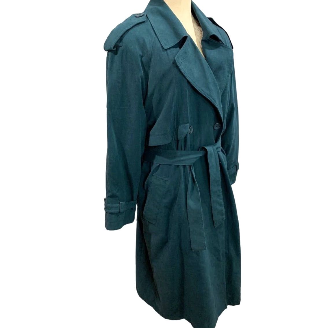 Vintage Forecaster of Boston Women's Trench Coat Belted Emerald Green 1990s Overcoat Zip Out Lining Size 9/10 Vintage Belted Trench Womens Coat” Size M / US 6-8 / IT 42-44 - 7 Thumbnail