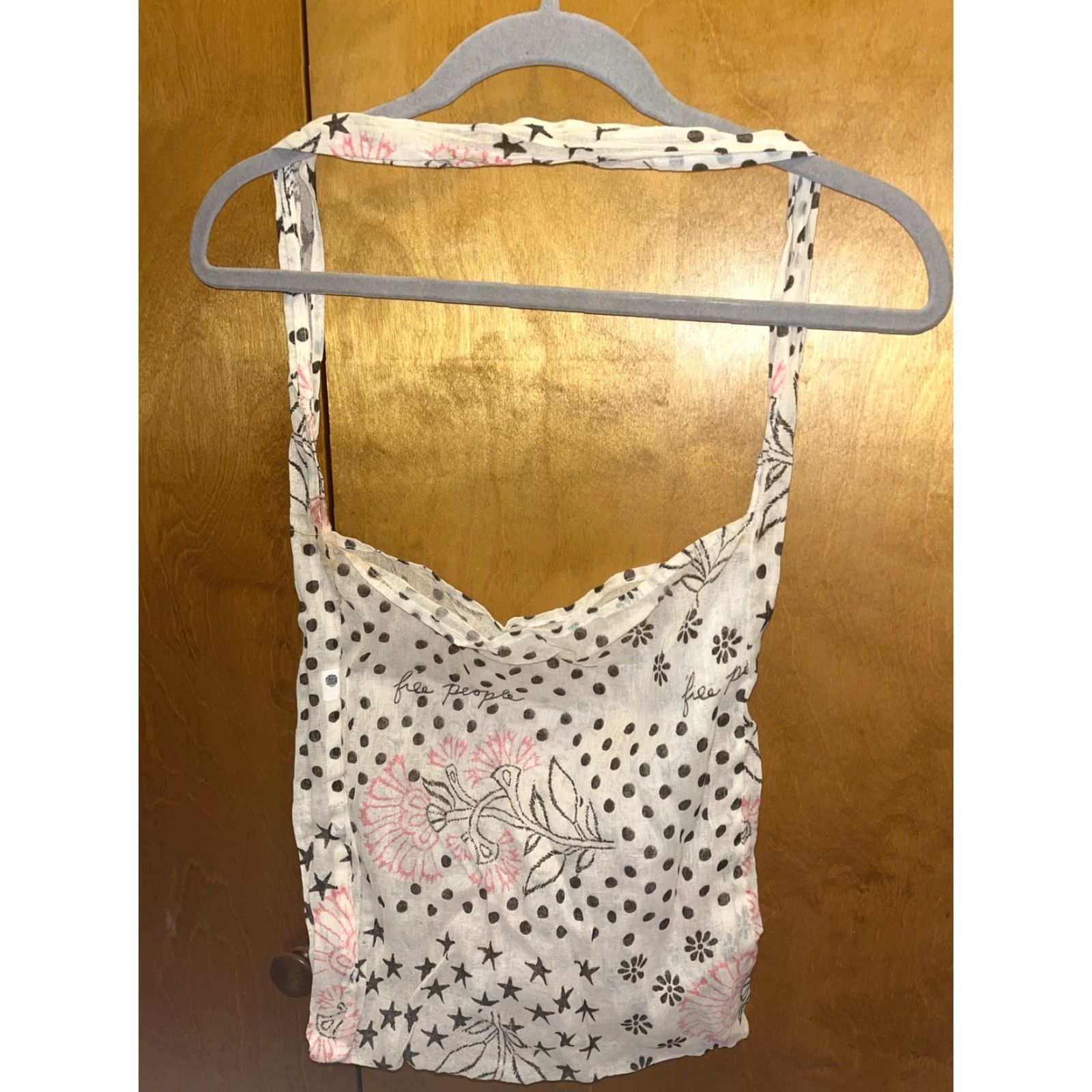 Free People VINTAGE Free People Tote Bag Women's Medium Cotton Boho Floral Reusable Shoulder Bag Black Pink Size ONE SIZE - 3 Thumbnail