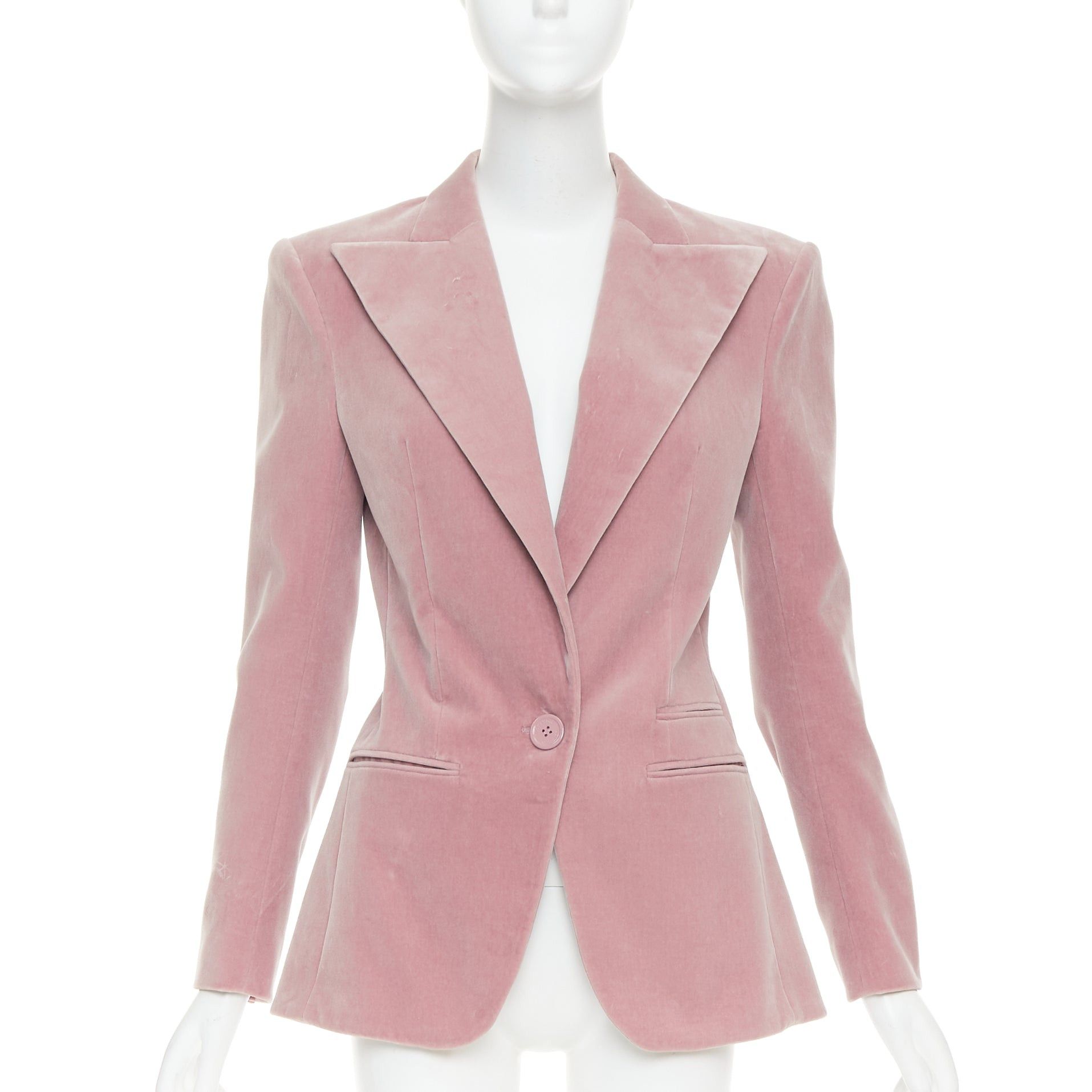 Alexandre Vauthier ALEXANDRE VAUTHIER Runway blush pink velvet single breasted blazer jacket Size S / US 4 / IT 40 - 1 Thumbnail