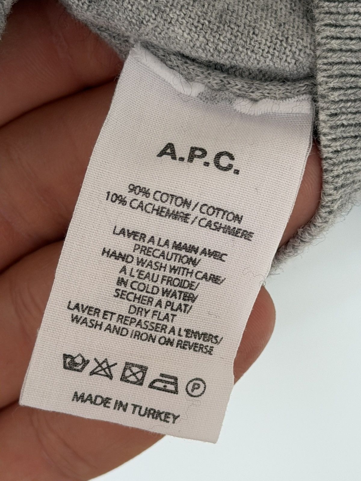 A.P.C. A.P.C. Grey Cotton Cashmere Long Sleeve Polo Size US M / EU 48-50 / 2 - 4 Thumbnail