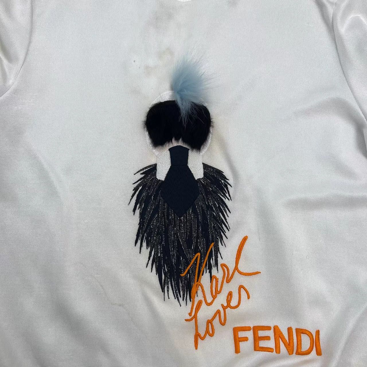 Fendi Fendi Karl Lagerfeld Furry Embroidered Sweatshirt K12 Size US XXS / EU 40 - 4 Thumbnail