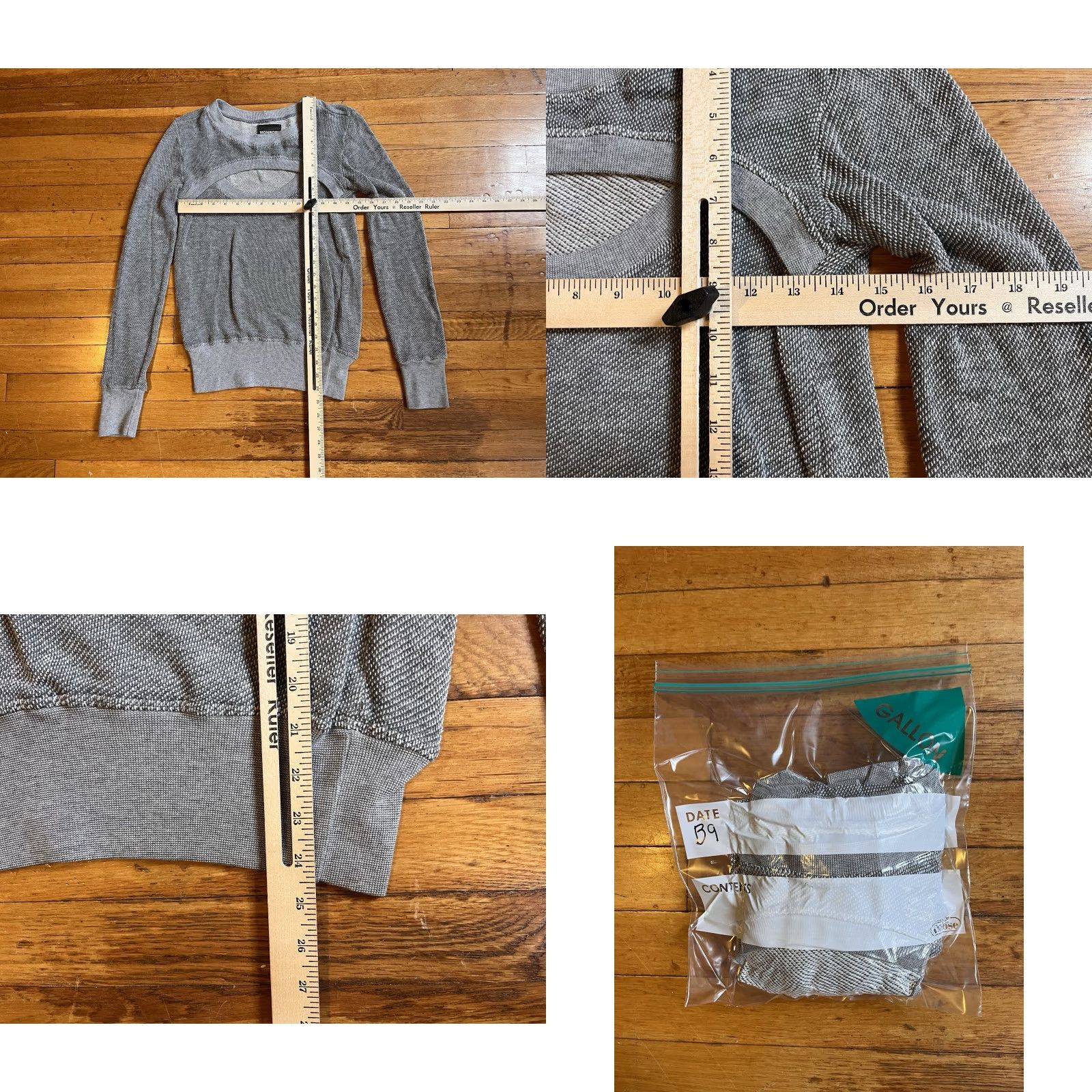 MONROW Monrow Textured Sweater Womens M Grey Circular Front Cut Out Pullover Knit Casual Womens Modern Classic Fall Winter Size M / US 6-8 / IT 42-44 - 8 Thumbnail