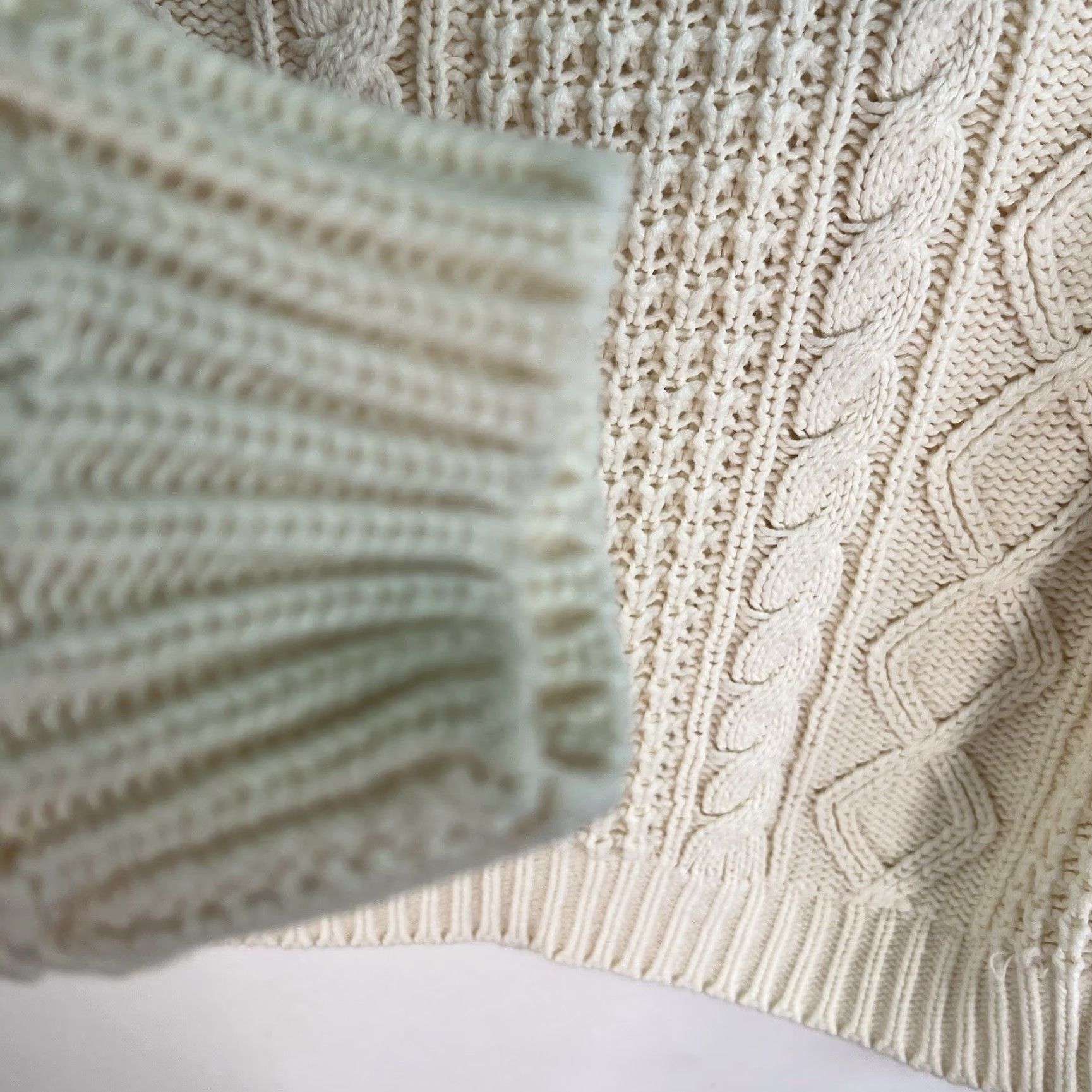 Vintage Cream Cable Knit Sweater Women's XL Ivory Pullover Long Sleeve Casual Size XL / US 12-14 / IT 48-50 - 4 Thumbnail