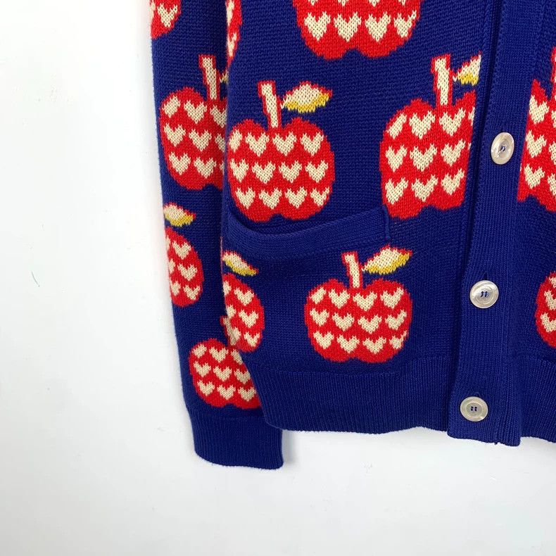 Gucci Gucci Blue red apple cotton knitted cardigan jacket 2502-Ne Size US XS / EU 42 / 0 - 4 Thumbnail