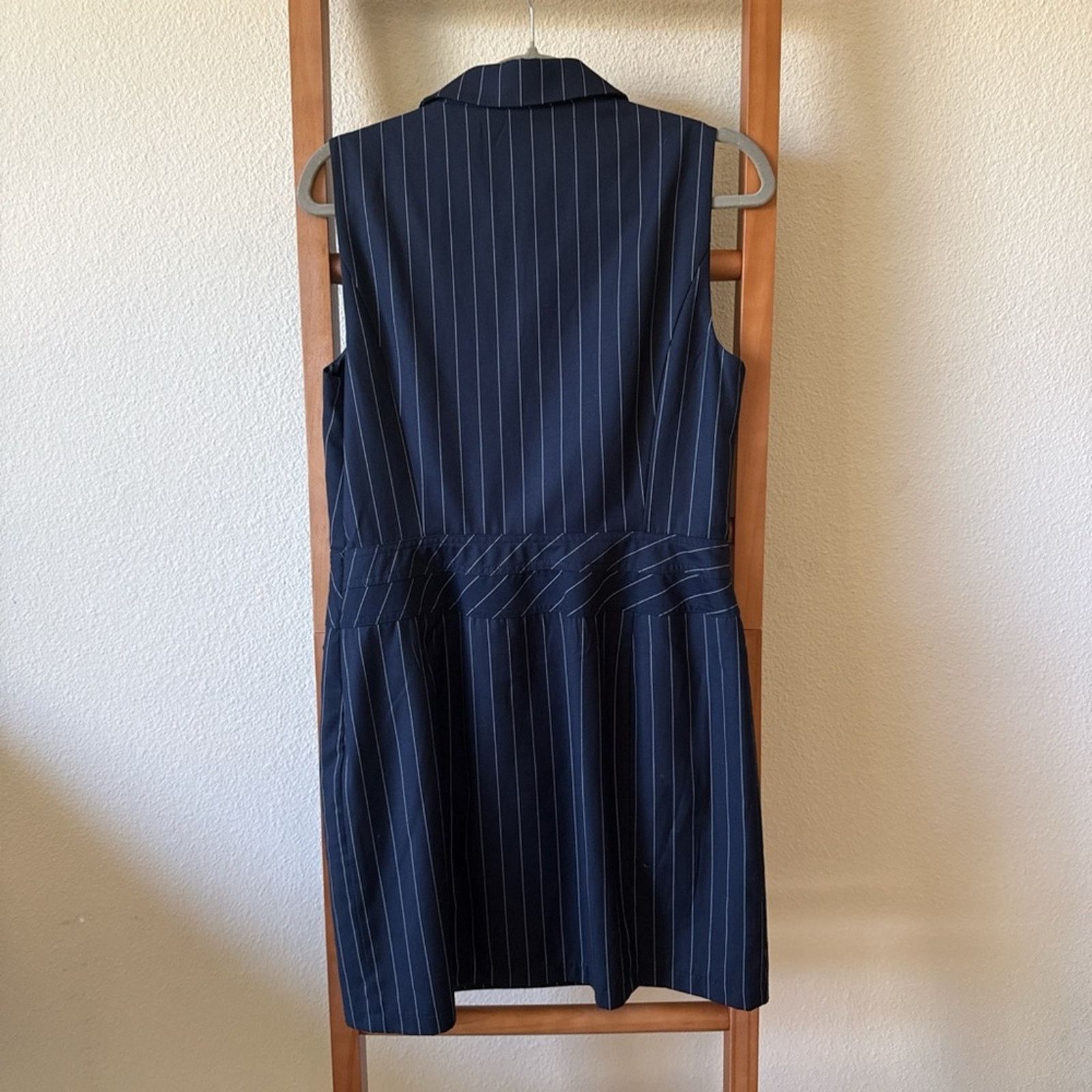 Morgan De Toi Morgan de Toi Navy Pinstripe Sleeveless Dress 42 Size M / US 6-8 / IT 42-44 - 6 Thumbnail