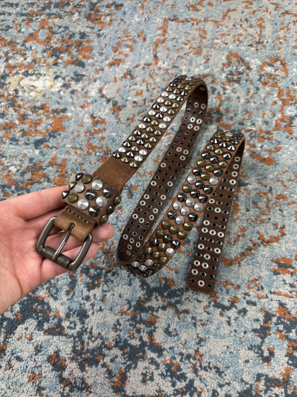 LIEBESKIND BERLIN Vintage Y2K Liebeskind real leather rivets studded belt Size ONE SIZE - 1 Thumbnail