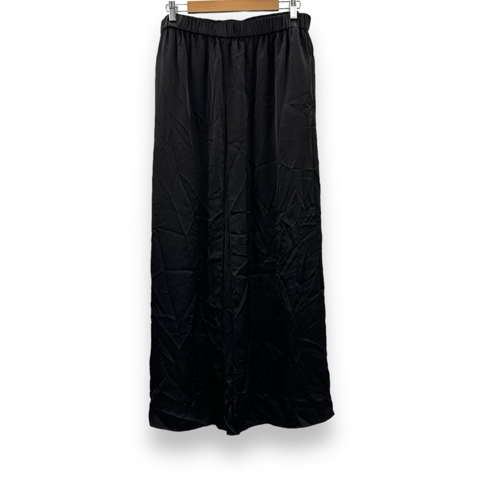 Rosetta Getty RTR Rosetta Getty Black Satin Crossover Wide Leg Pants Sz 16 Size 32" / US 10 / IT 46 - 1 Thumbnail
