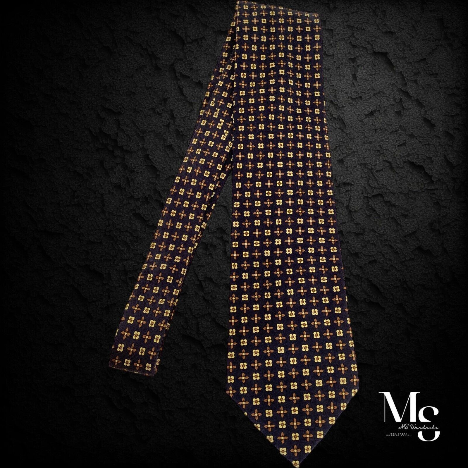 Other FRANCO BASSI Navy Floral Geometric Silk Tie Made In Italy Size ONE SIZE - 7 Thumbnail