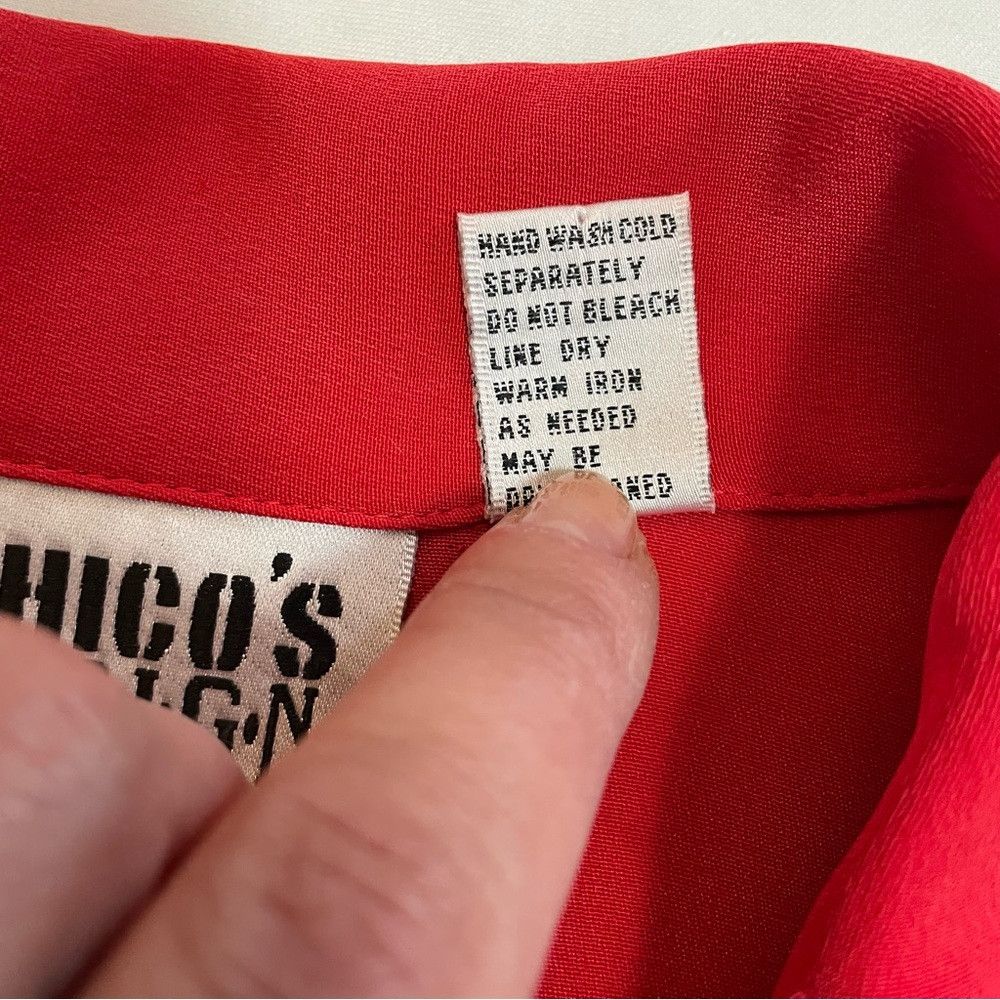 Chicos Chico's Design 100% Silk Red Shirt Jacket Size 1 US M Size M / US 6-8 / IT 42-44 - 6 Thumbnail