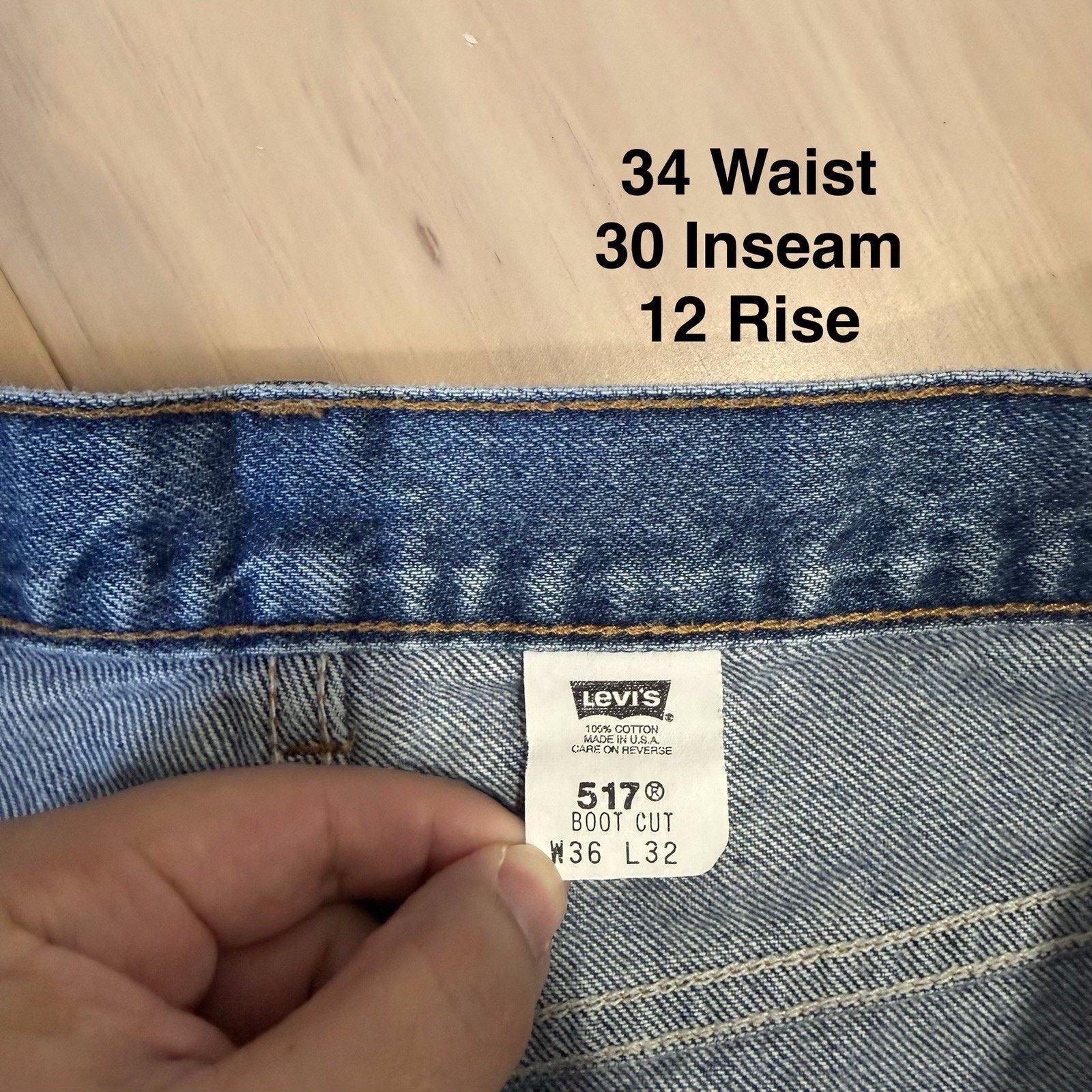 Levi's × Vintage Vintage Levis 517 Jeans 34 Blue 80s Denim Made in USA Size US 34 / EU 50 - 5 Thumbnail