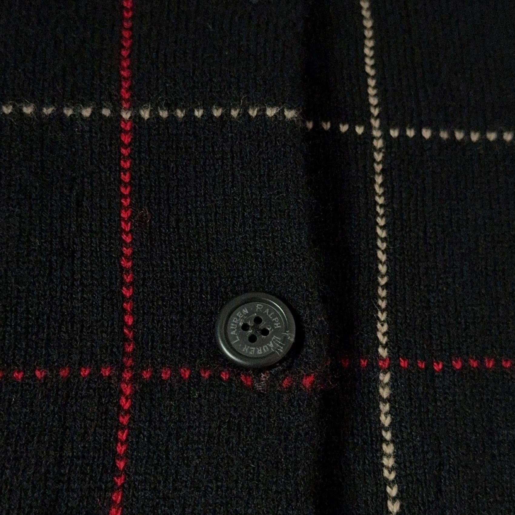 Ralph Lauren VINTAGE Lauren Ralph Lauren Cardigan Sweater Women 100% Wool Check Windowpane Pockets PXS XS Black 90s Preppy Classic Minimalist Modern Size XXS / US 00 / IT 34 - 5 Thumbnail