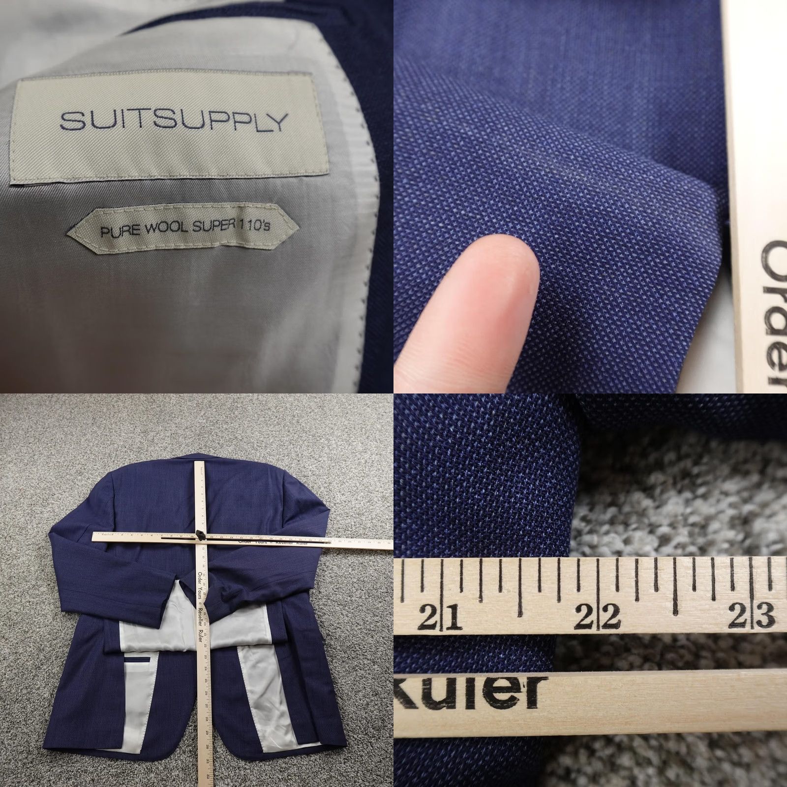 Suitsupply Suitsupply Napoli Blazer Mens 46 Blue Wool Sport Coat Jacket Reda Super 110s Jacket Coat Suit Jacket 2 Button Notch Lapel Single-Breasted Size 46R - 8 Thumbnail