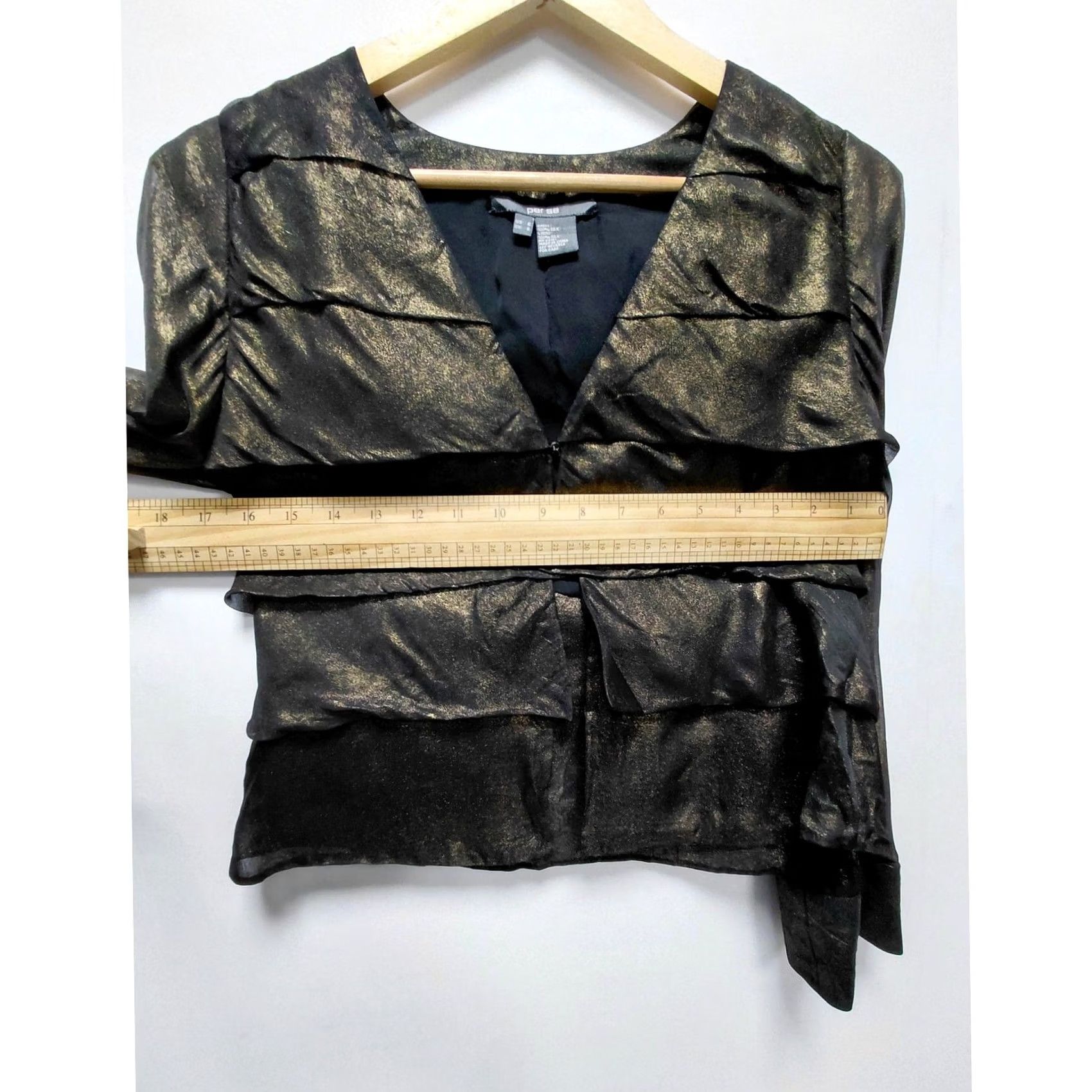 Vintage VINTAGE Per Se Metallic Silk Jacket Black Women Size 6 Size M / US 6-8 / IT 42-44 - 7 Thumbnail