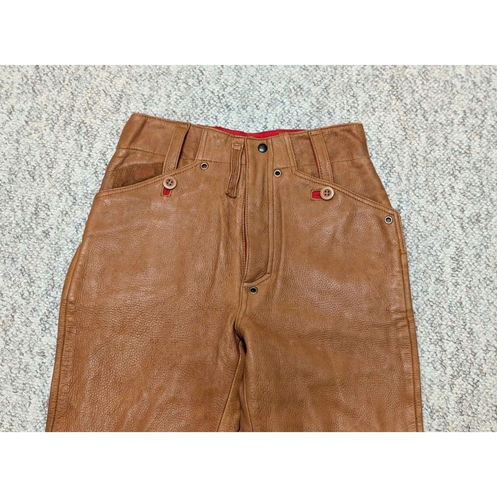 Vintage VINTAGE Garage Custom Leather Western pants 28x28 brown leather deerskin lambskin glove cowboy Size US 28 / EU 44 - 4 Thumbnail