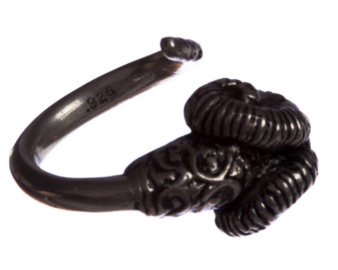 Handmade Silver RamHead with Wrap Band in Antique Finish Alberto Juan Size ONE SIZE - 3 Thumbnail