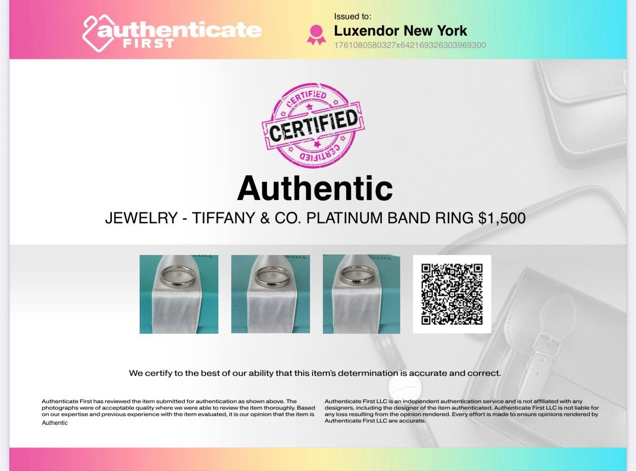 Tiffany & Co. ️ Tiffany & Co. Flat Band Ring in Platinum 6.75 NEW $1500 Size ONE SIZE - 3 Thumbnail
