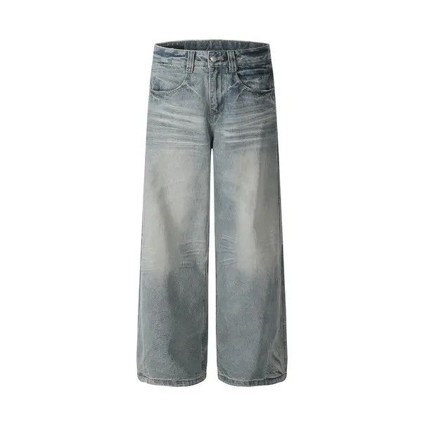 Jean Kino Punk washed gradient men's loose wide-leg jeans y2k Size US 32 / EU 48 - 1 Thumbnail