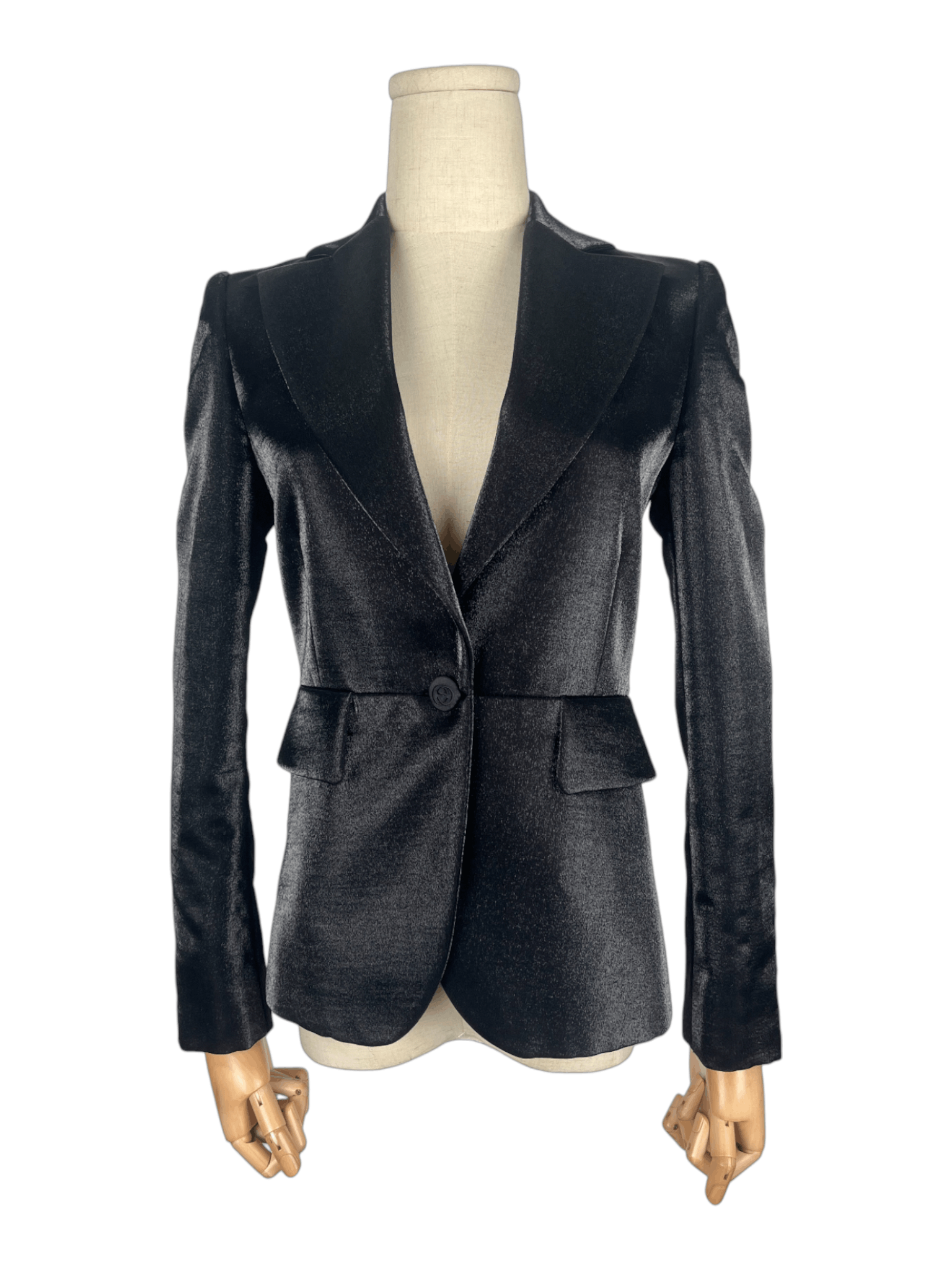 Gucci Gucci Black Glitter Blazer With Sharp Lapel Size S / US 4 / IT 40 - 1 Thumbnail