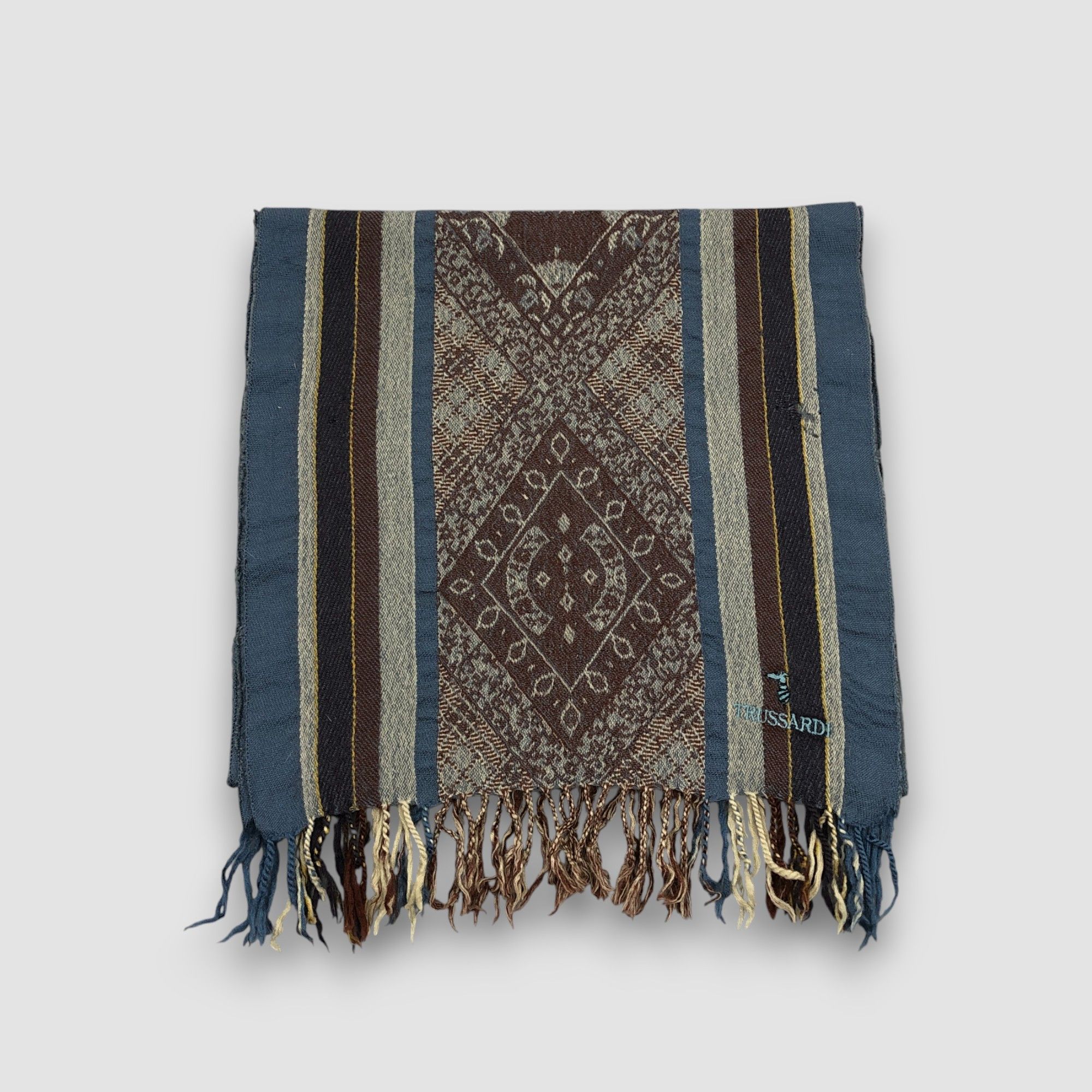 Trussardi Vintage Trussardi Scarf Muffler Wool Winter Fringe Scarves Size ONE SIZE - 2 Thumbnail