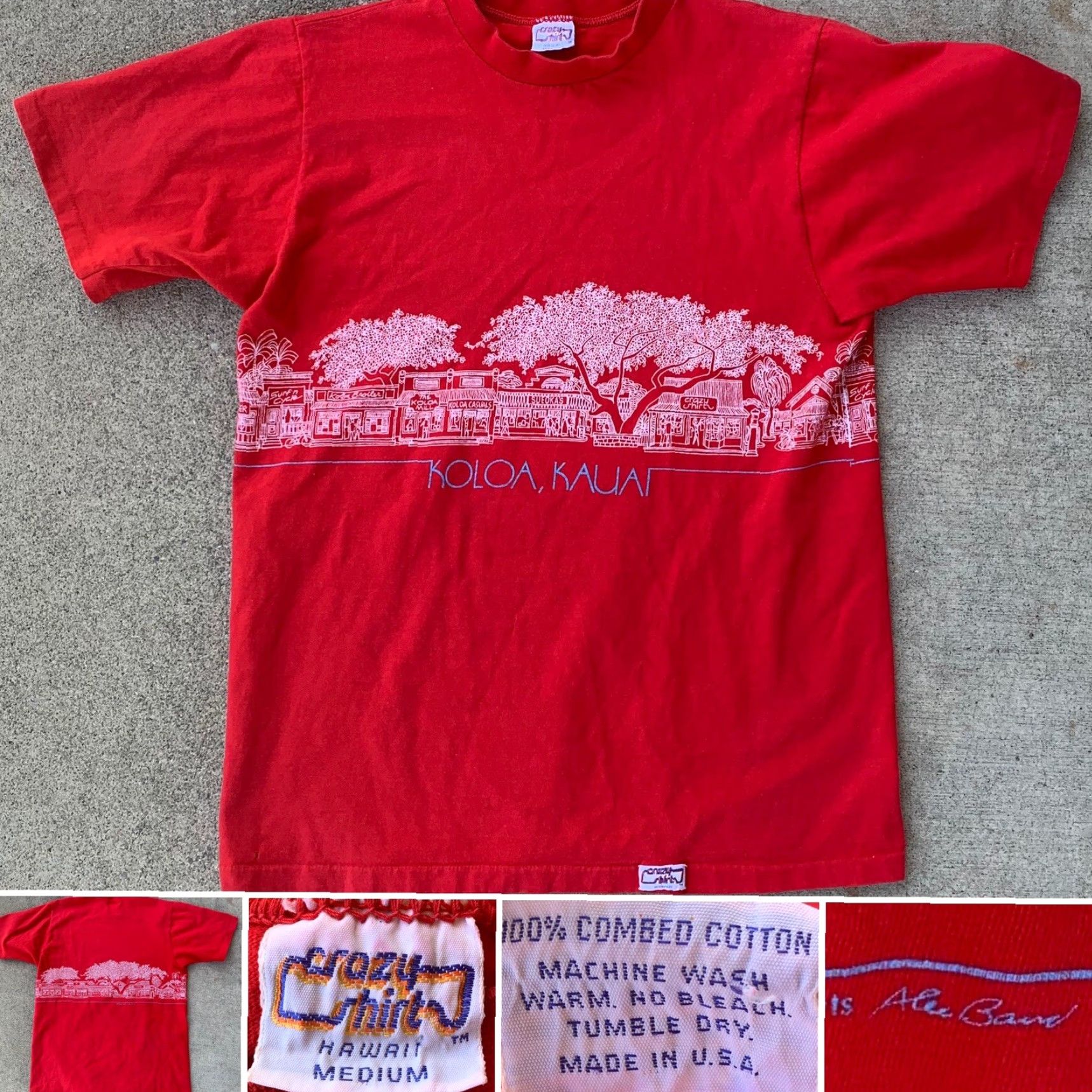 Vintage VINTAGE Crazy Shirts Hawaii T-Shirt M Red 1980s Men Graphic Tee Single Stitch 100% Cotton USA Size US M / EU 48-50 / 2 - 2 Thumbnail