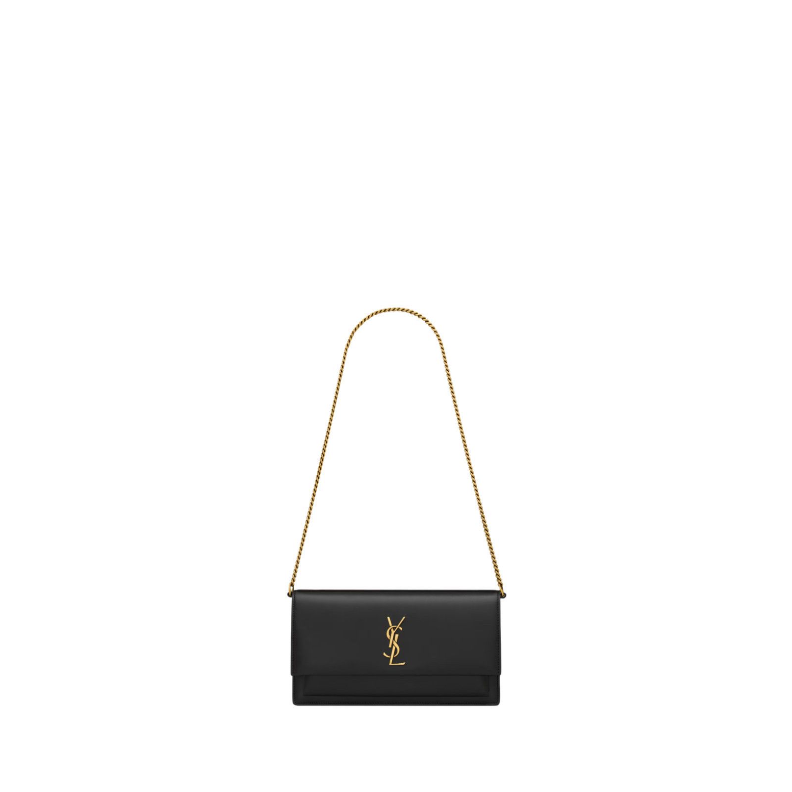Saint Laurent Paris SAINT LAURENT Sunset Black Leather Clutch Bag New Size ONE SIZE - 1 Thumbnail