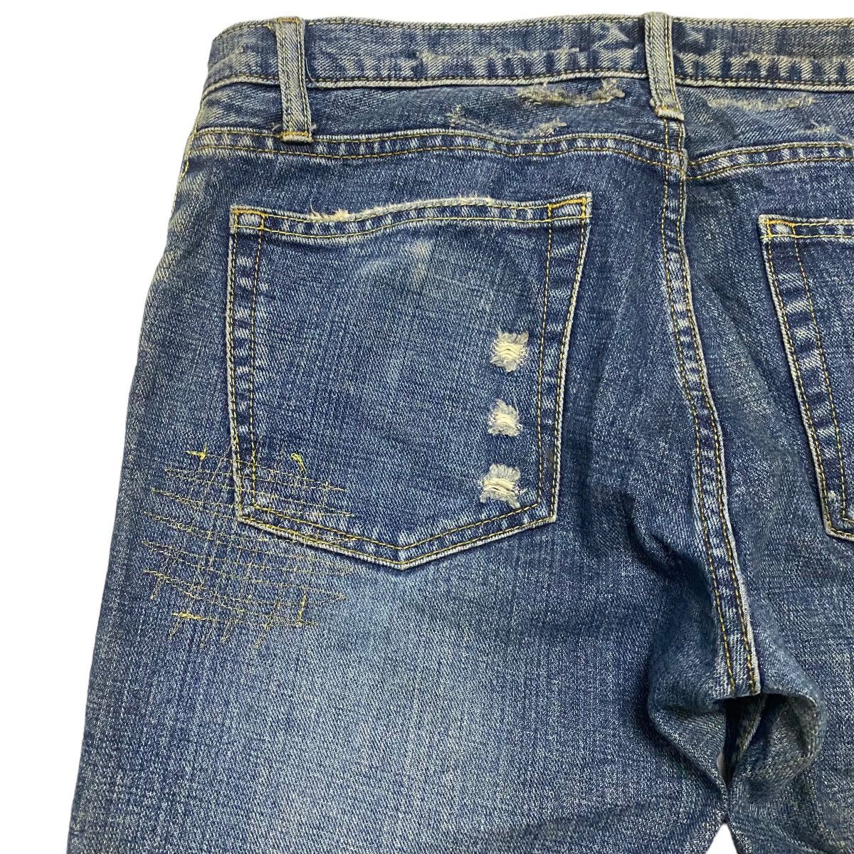 Japanese Brand Hiromichi Nakano Distressed Denim Flare Jeans Size US 30 / EU 46 - 11 Thumbnail