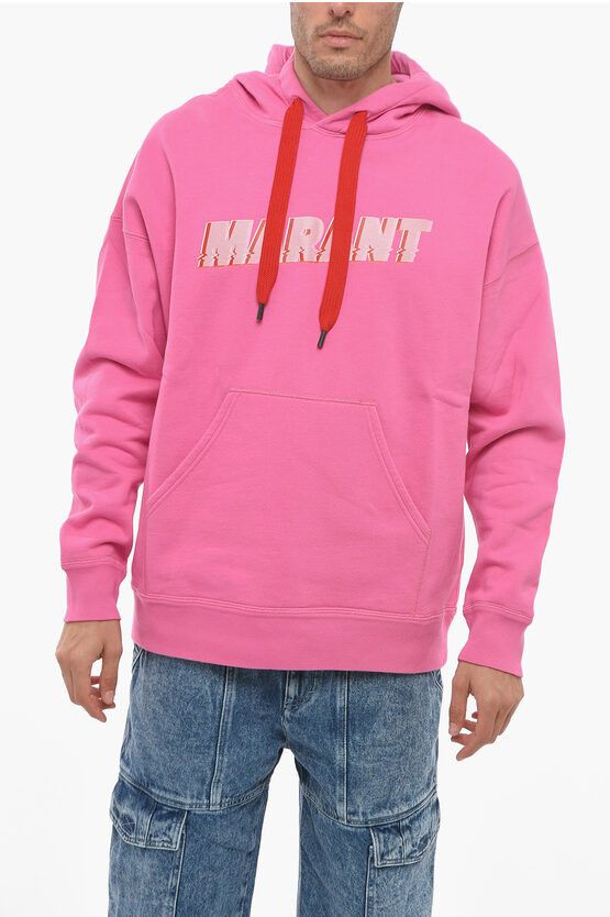image of Isabel Marant Cotton Miley Hoodie With Printed Logo in Pink, Men's (Size Small)
