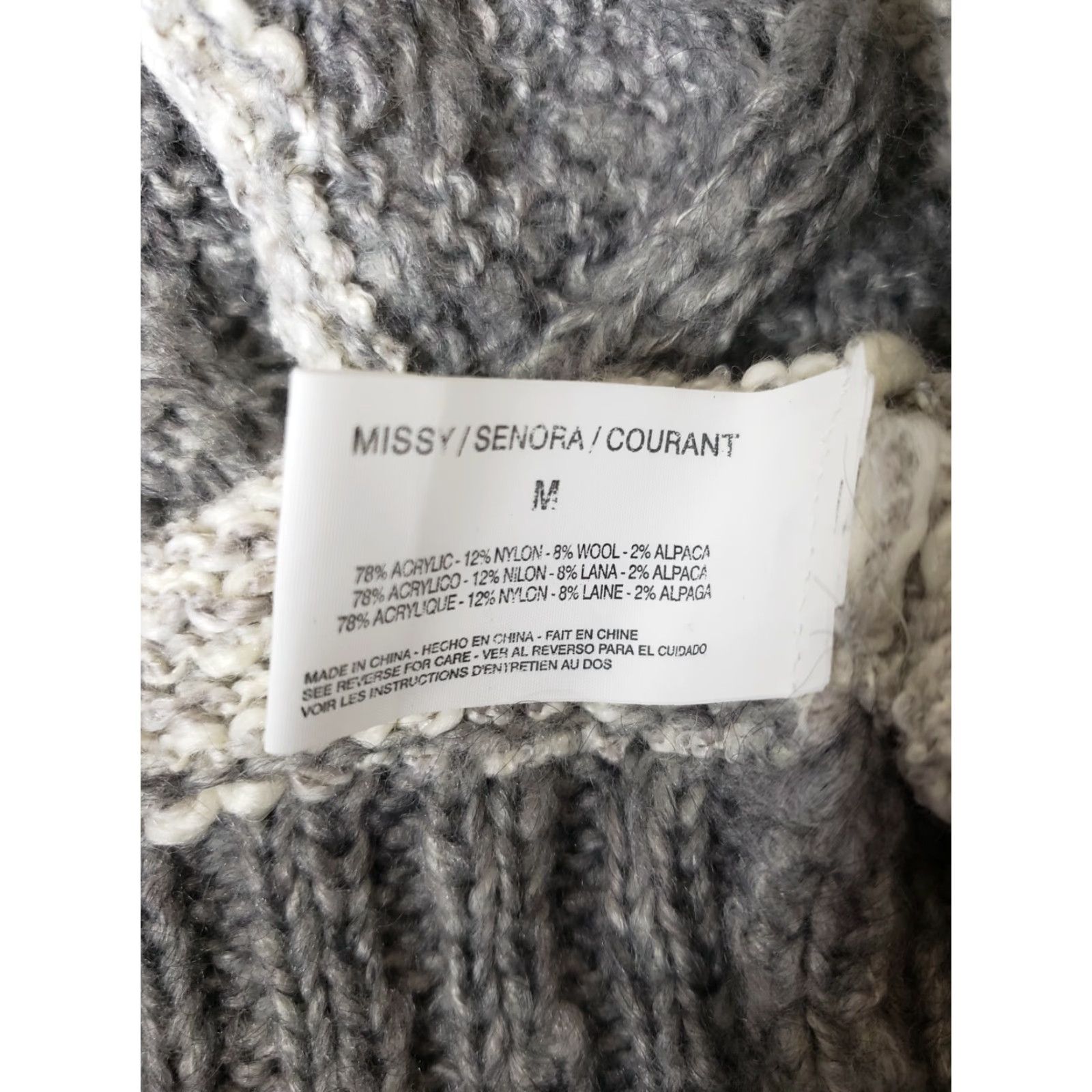 Nine West VINTAGE Nine West Vintage America Wool Alpaca Blend Cable Knit Sweater-Size M Gray Striped Crewneck Pullover Women M Size M / US 6-8 / IT 42-44 - 5 Thumbnail