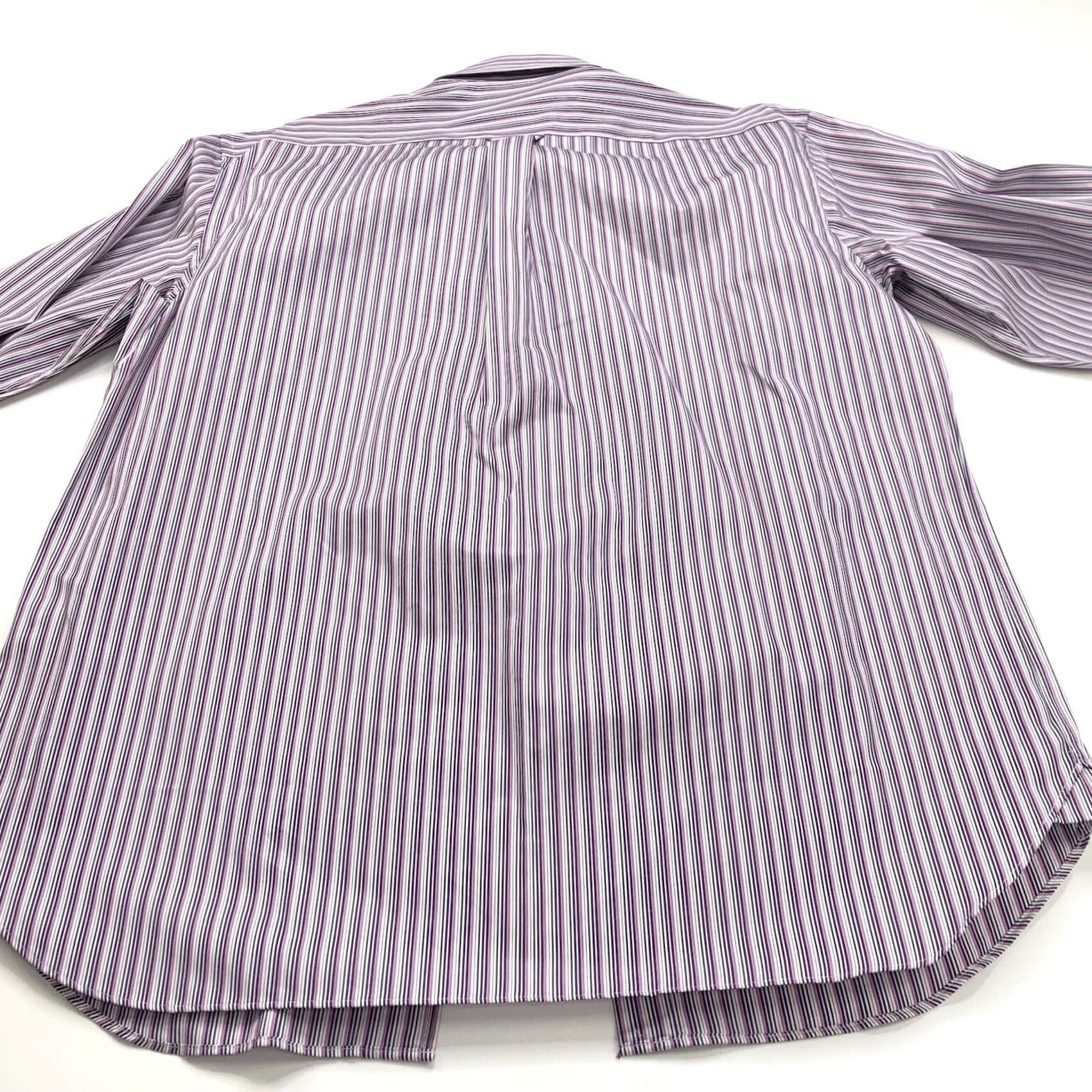 Faconnable Façonnable CLUB Dress Shirt Large 17/35.5 MINT Button Long Sleeve Cotton Striped Collar Spread Size 42R - 7 Thumbnail