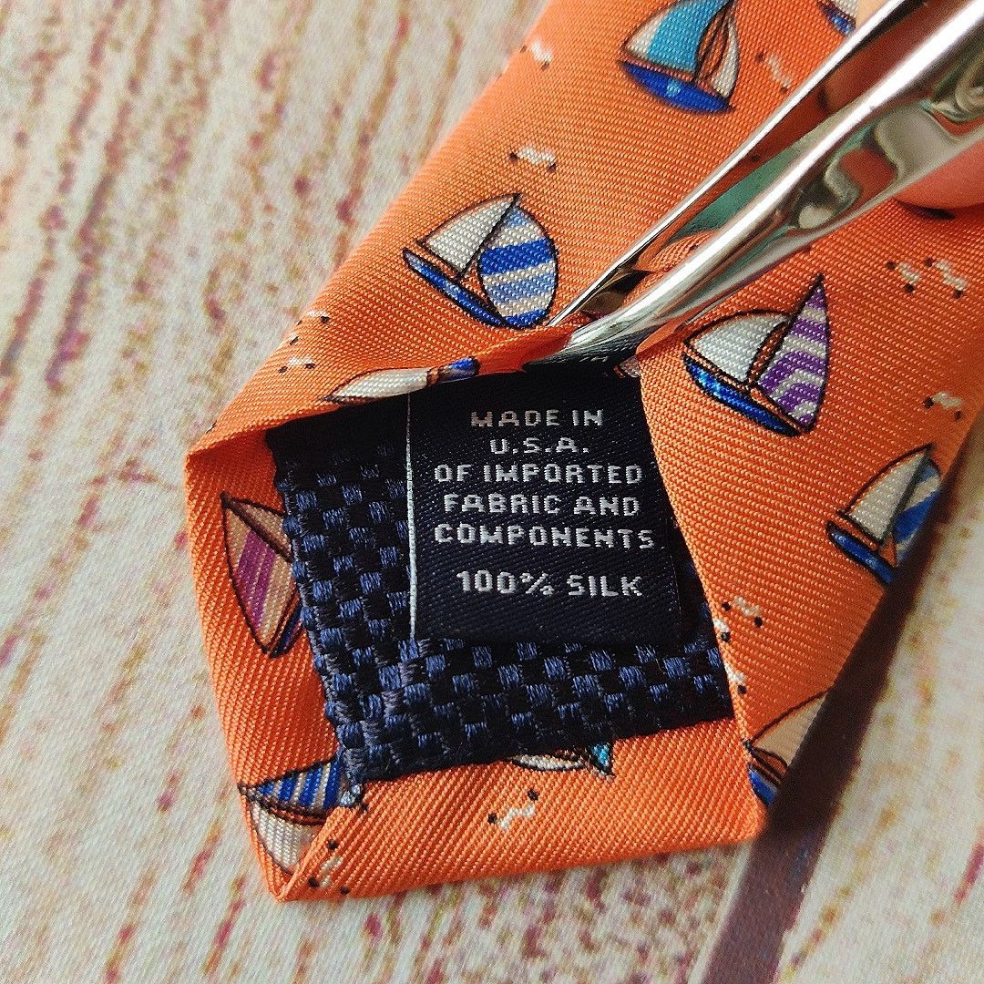 Daniel Cremieux Daniel Cremieux 100% silk orange sailboat tie NWT Size ONE SIZE - 8 Thumbnail