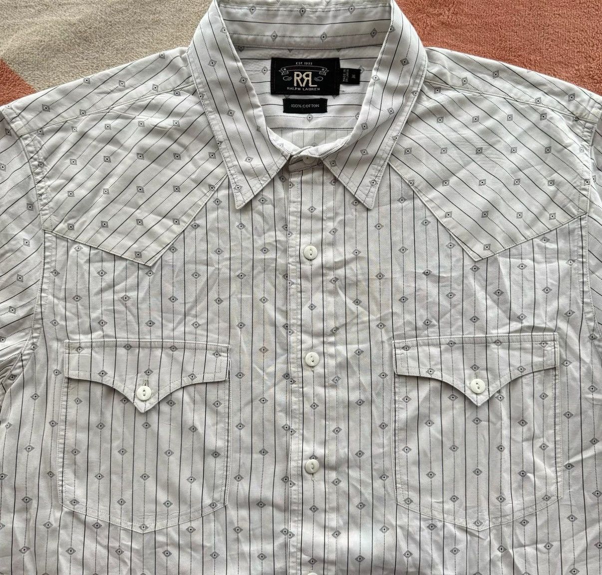 RRL Ralph Lauren RRL Ralph Lauren Double RL White Striped Shirt K22 Size US XL / EU 56 / 4 - 2 Thumbnail