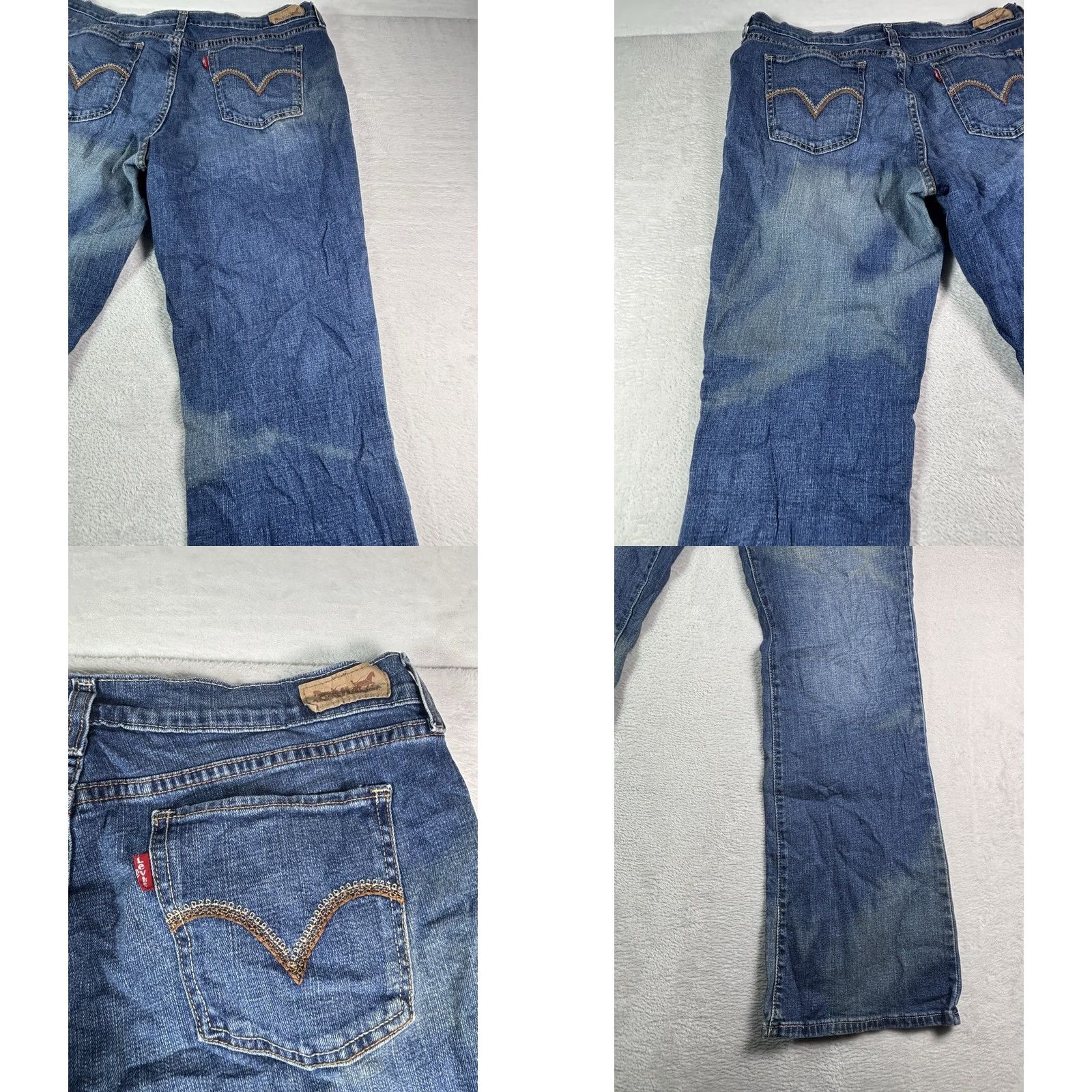 Levi's VINTAGE Levi’s 512 Jeans Women’s Bootcut Blue Denim Stretch Size 12L 31x34 Distressed 90s Womens Jeans Size 34" / US 12 / IT 48 - 9 Thumbnail