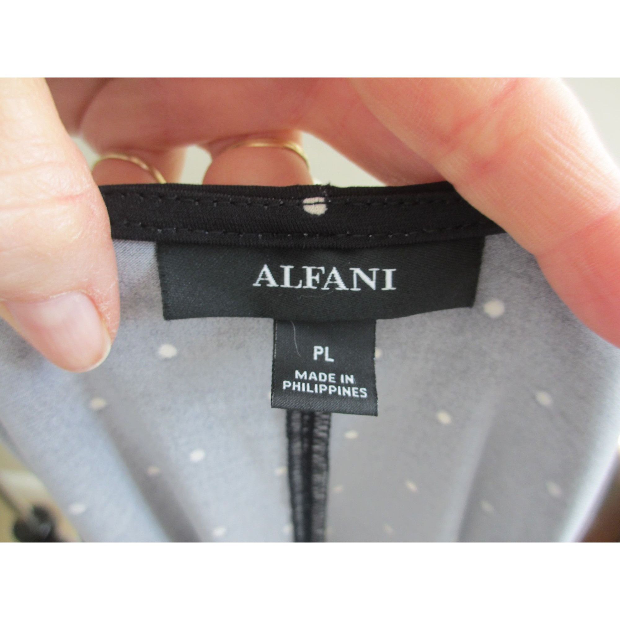 Alfani ALFANI BLACK AND WHITE POLKA DOT SHIRT PL Size L / US 10 / IT 46 - 5 Thumbnail