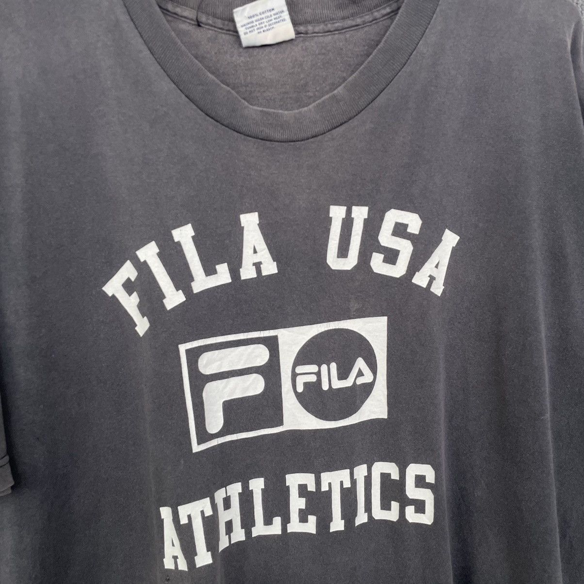 Fila × Vintage Vintage 1990s Fila Big Logo Sunfaded T Shirt Size US XL / EU 56 / 4 - 2 Thumbnail