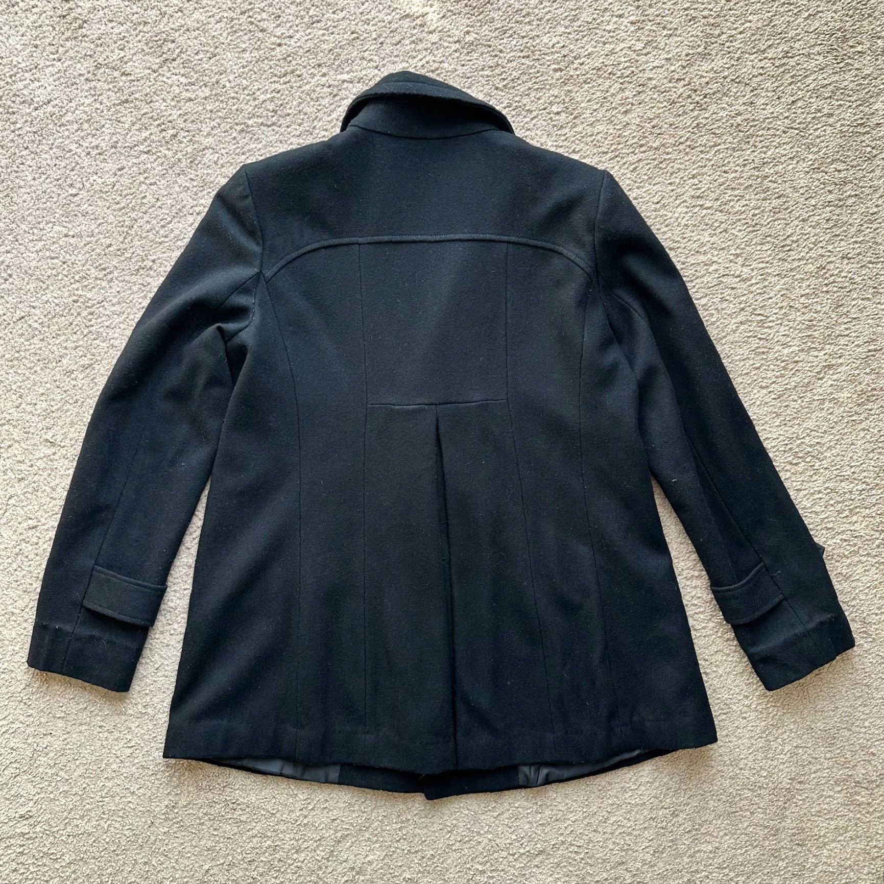 Express Express Pea Coat Womens Large Wool Blend Black Buttons Pockets Size L / US 10 / IT 46 - 2 Thumbnail