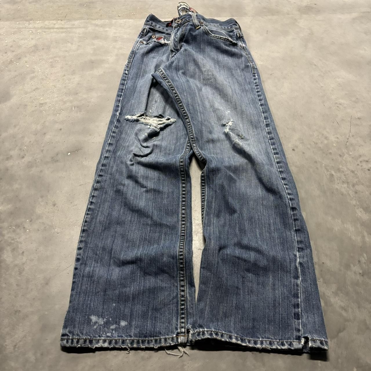 Japanese Brand × Vintage Crazy Vintage Y2K/2000s Grunge Medium Wash Distressed Denim Jeans! Size US 30 / EU 46 - 3 Thumbnail