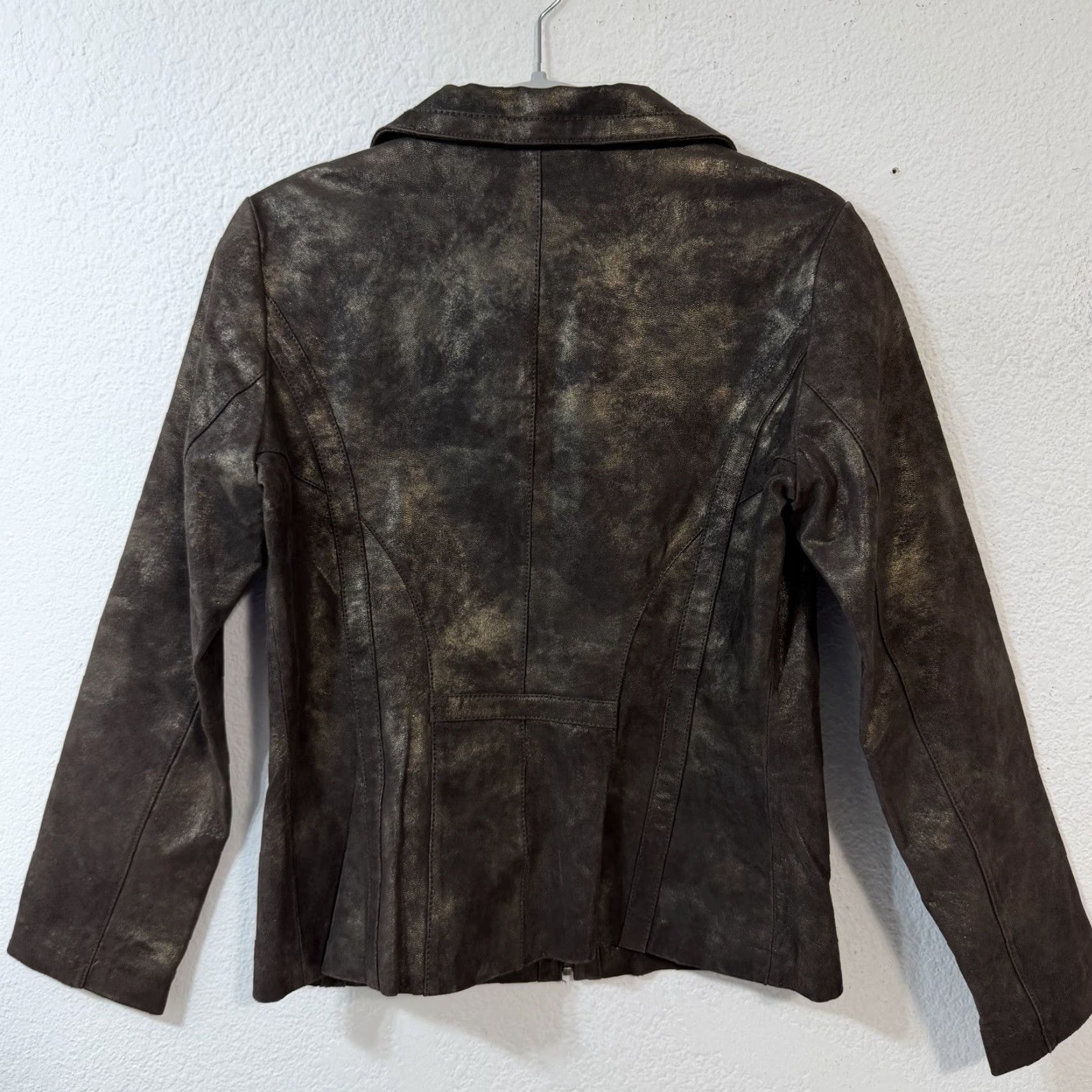 Vintage Bernardo Leather Jacket Brown Gold Women's Size S Motorcycle Zip Up Collared Jacket Size S / US 4 / IT 40 - 6 Thumbnail