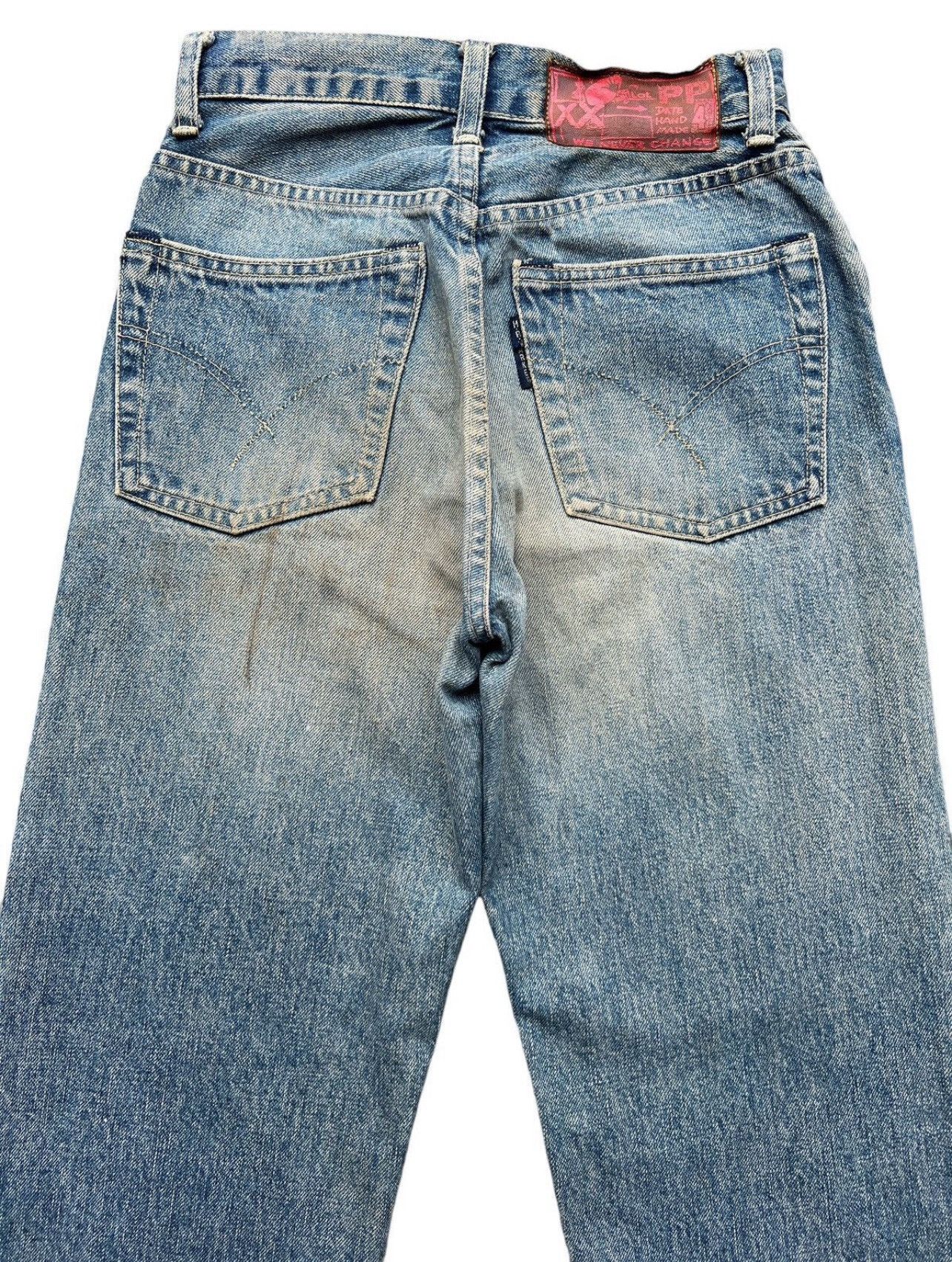 Blue Blue Japan Vintage BlueBlue Japan Selvedge Distressed Wide Jeans 24x30 Size 24" / US 00 / IT 34 - 5 Thumbnail