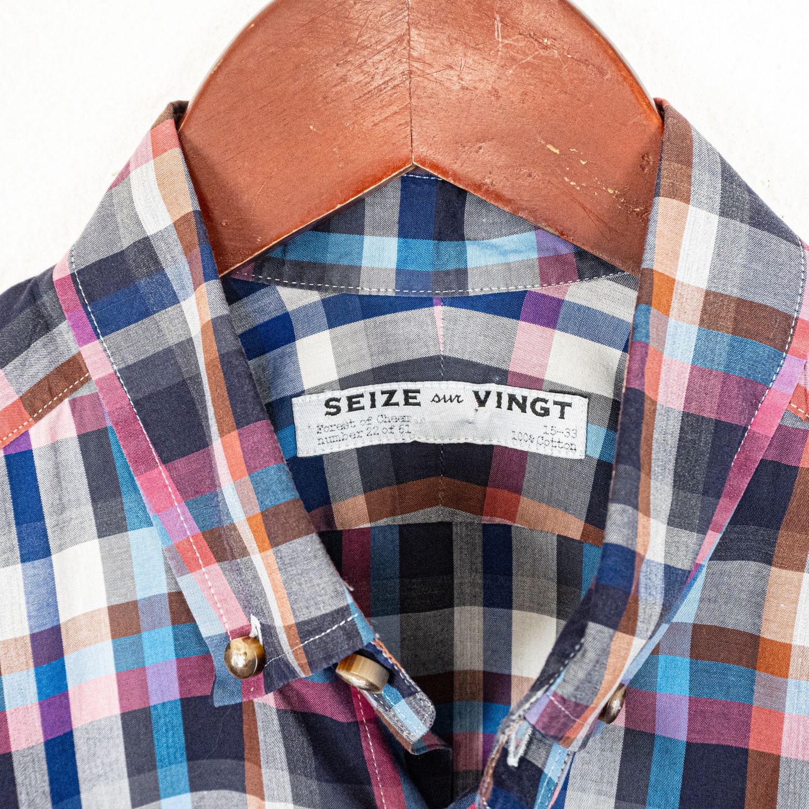 Seize sur Vingt Seize Sur Vingt Men's Button Down Shirt Multi color check Size US M / EU 48-50 / 2 - 5 Thumbnail