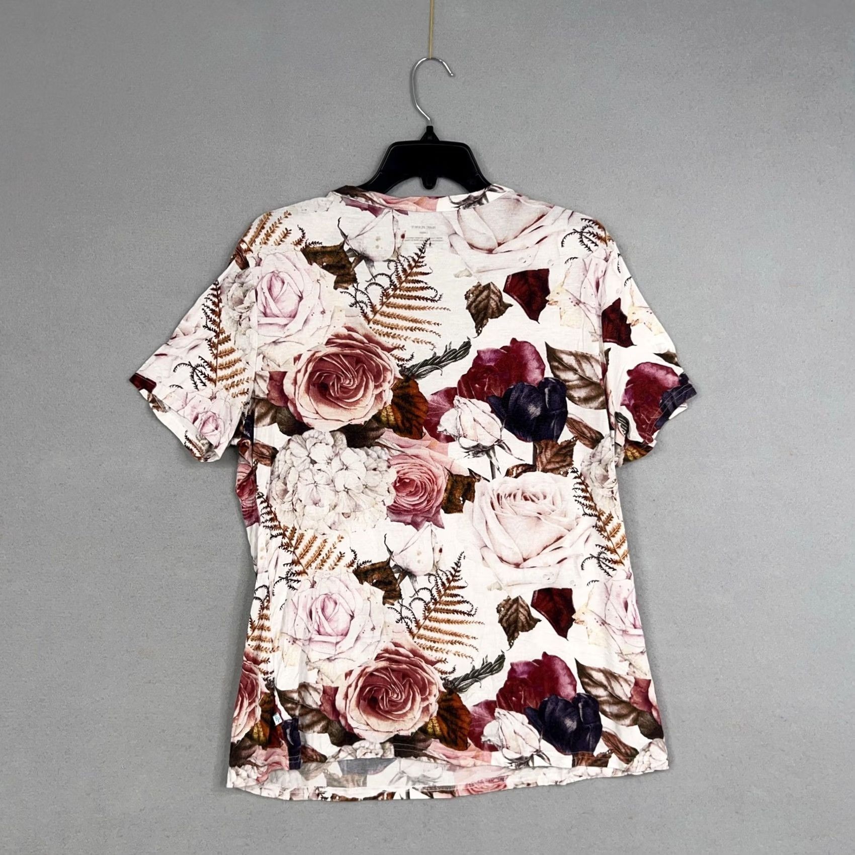 Vintage Posh Peanut Shirt Womens Large Floral Roses V Neck Henley Bamboo Casual Size L / US 10 / IT 46 - 6 Thumbnail