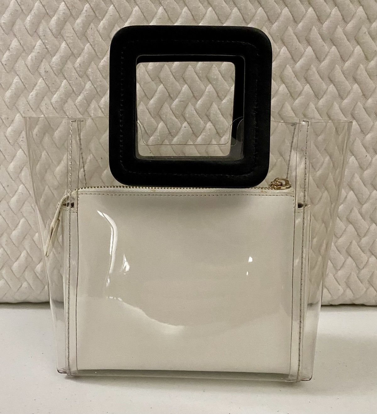 Staud STAUD Women's White Leather Shirley PeekABoo Mini Tote Bag Size ONE SIZE - 5 Thumbnail