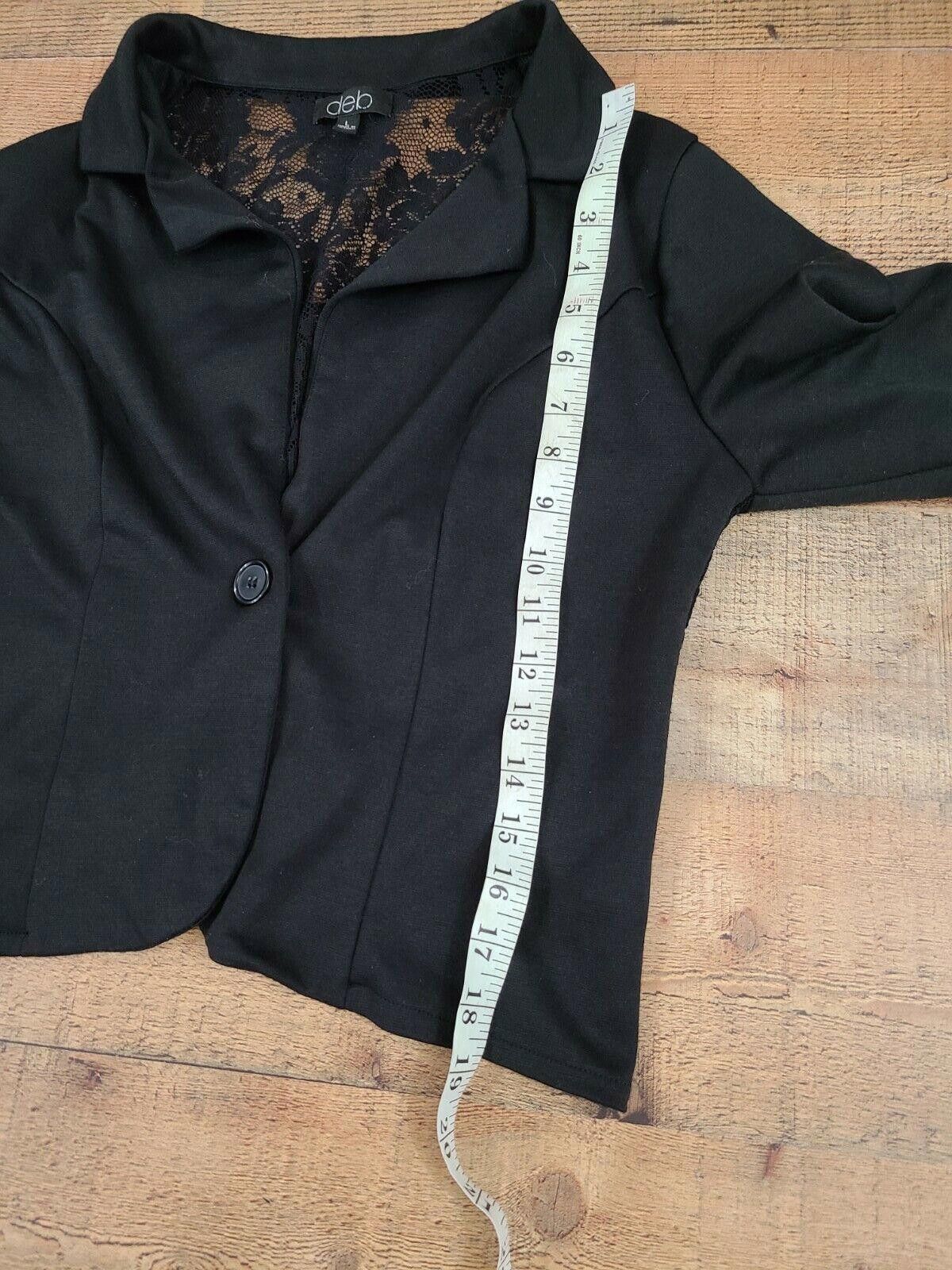 Debut Deb Blazer Black Large long Sleeve Lace Back Career Size L / US 10 / IT 46 - 6 Thumbnail