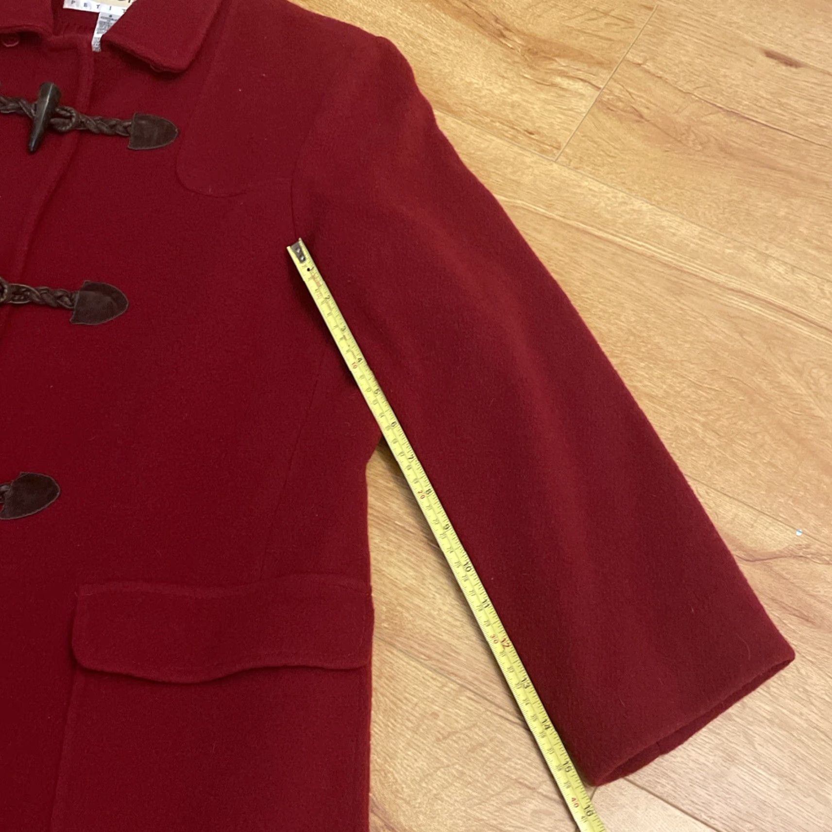 Talbots VINTAGE Talbots Womens Pea Coat Red 8P 100% Wool Long Toggle Leather USA Winter Lined Size M / US 6-8 / IT 42-44 - 4 Thumbnail
