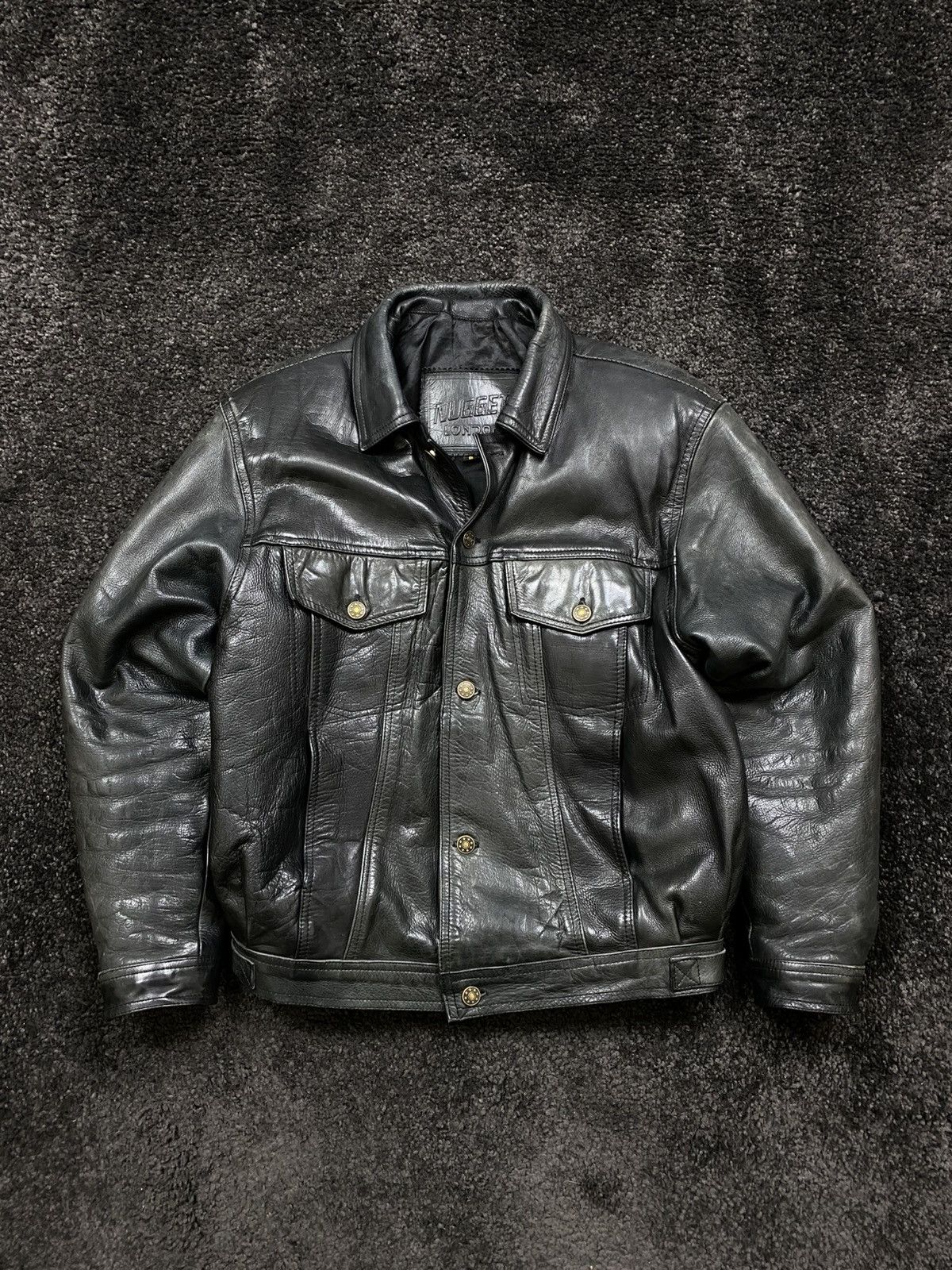 vintage grunge leather blouson 引きつける A2 brown