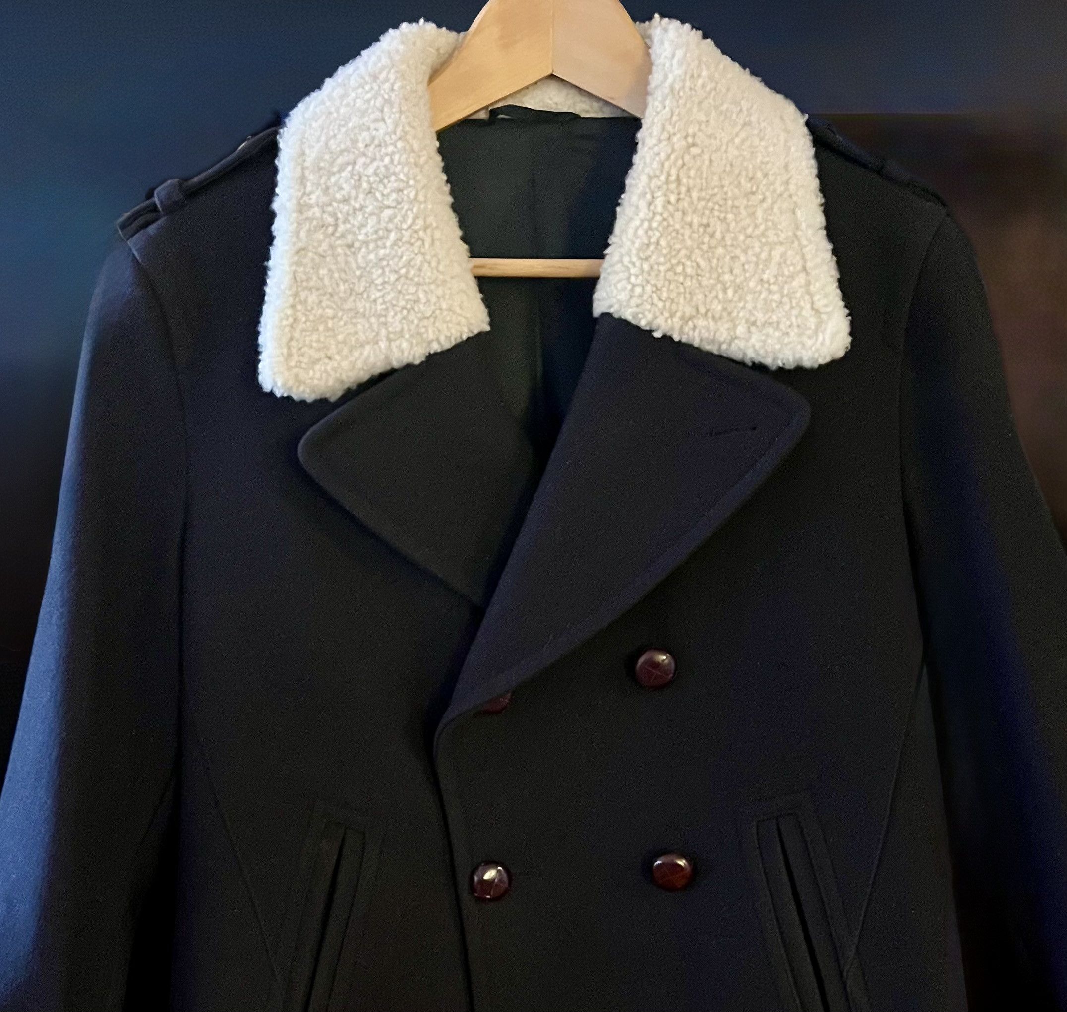 Neil Barrett LAST DROP $1985 Neil Barrett Wool Peacoat Shearling Collar Size US S / EU 44-46 / 1 - 2 Thumbnail