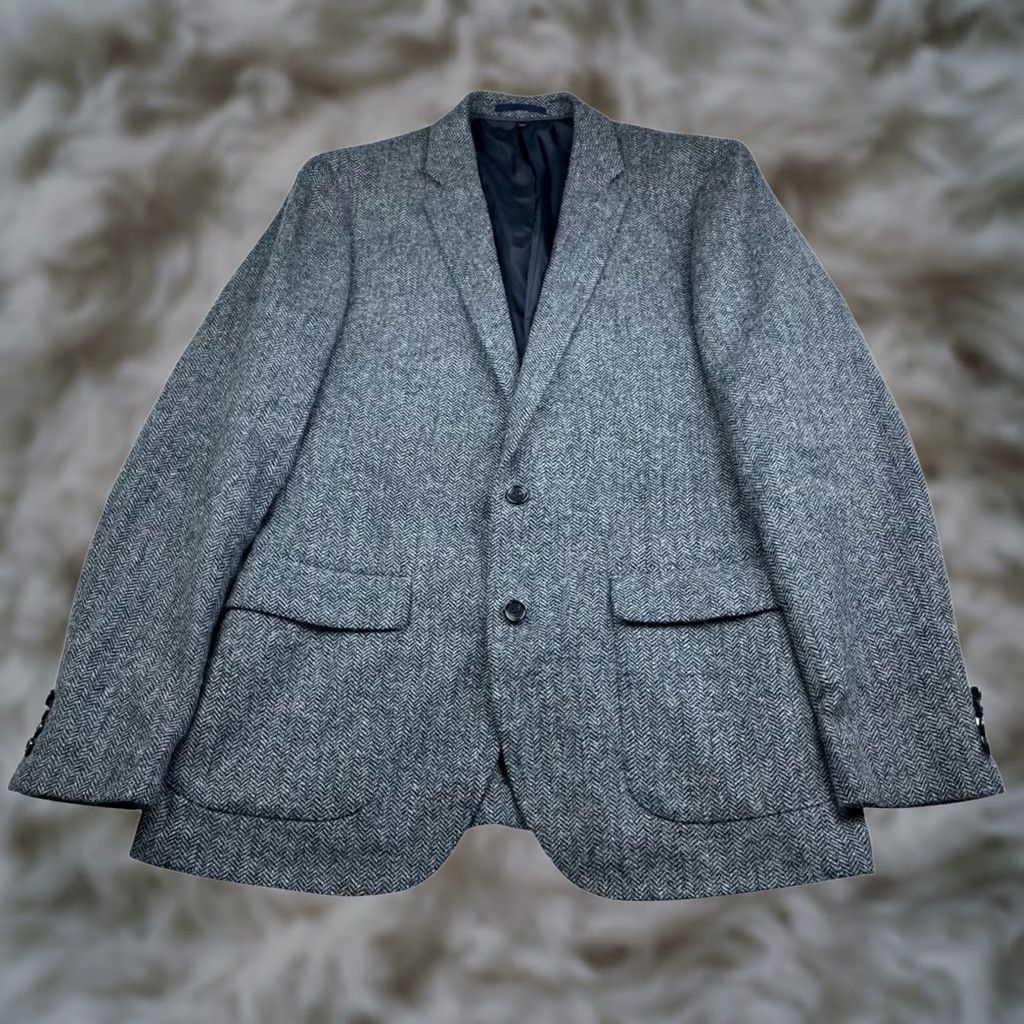 J.Crew J.Crew Blazer Men’s Ludlow Tweed Moon Wool Gray Herringbone 42L 2-Button Long Jacket Size 42R - 1 Thumbnail